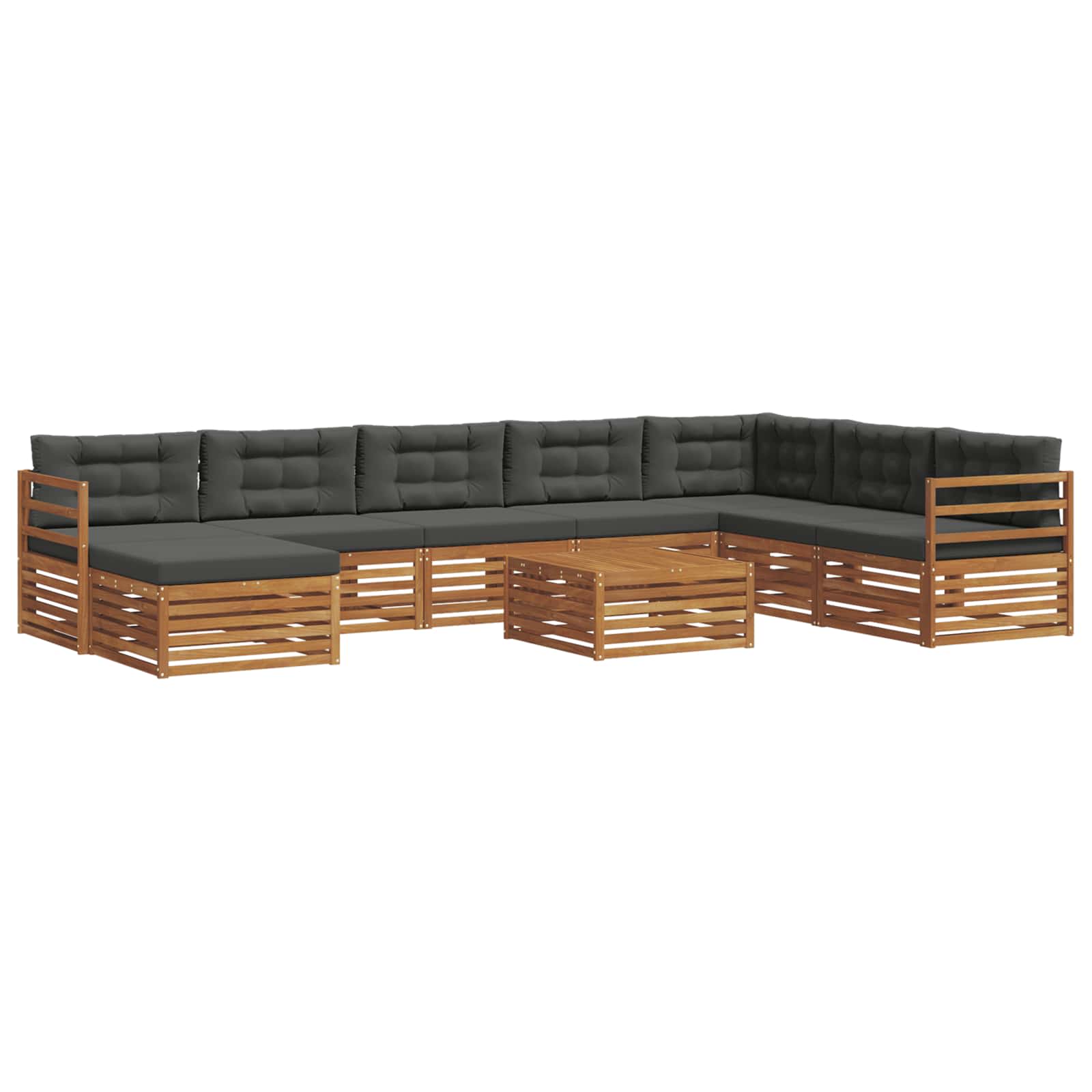 Set vanjskih sofa 9 pcs Prirodna i antracit Čvrsto drvo akacije