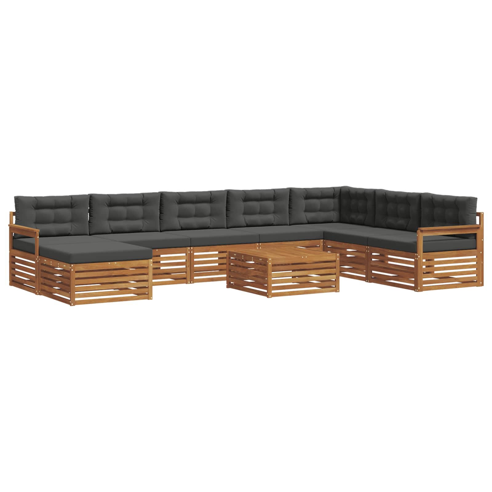 Set vanjskih sofa 9 pcs Prirodna i antracit Čvrsto drvo akacije