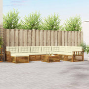 Set vanjskih sofa 9 kom. Prirodna i krem Čvrsto drvo akacije