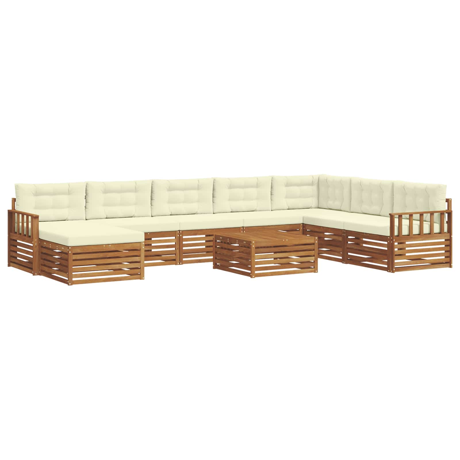Set vanjskih sofa 9 pcs Prirodna i krem Čvrsto drvo akacije