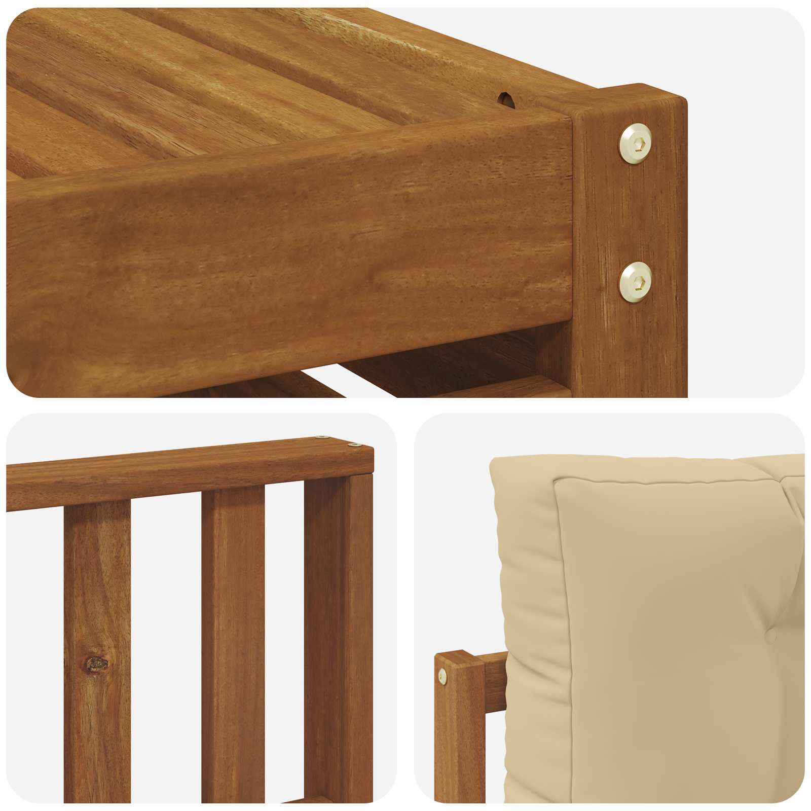 Set vanjskih sofa 9 pcs Prirodna i bež Čvrsto drvo akacije