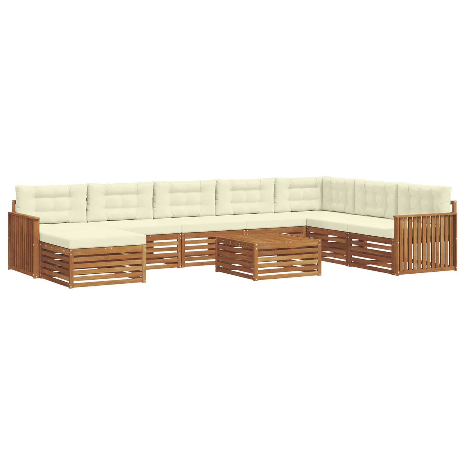 Set vanjskih sofa 9 pcs Prirodna i krem Čvrsto drvo akacije