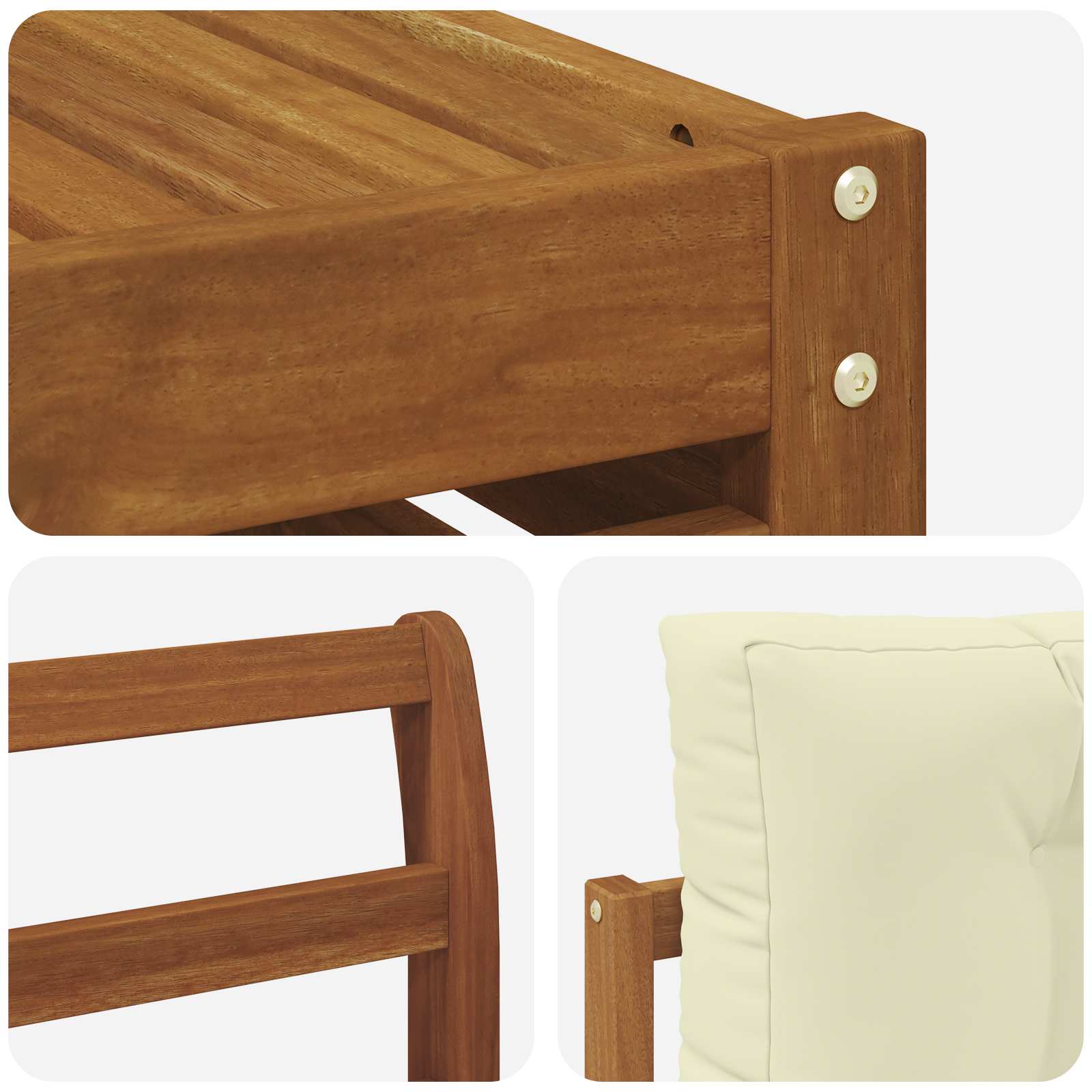 Set vanjskih sofa 9 pcs Prirodna i krem Čvrsto drvo akacije