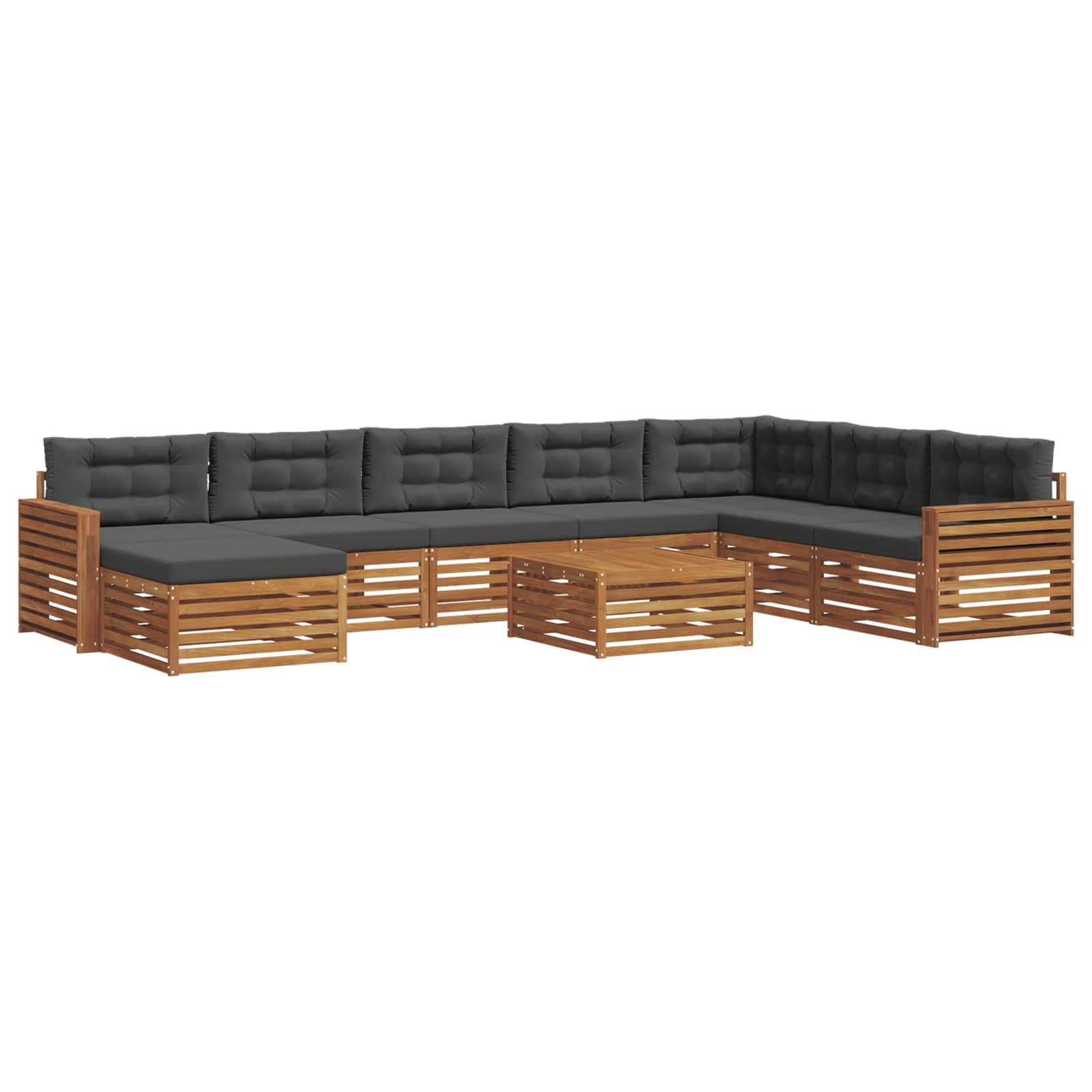 Set vanjskih sofa 9 pcs Prirodna i antracit Čvrsto drvo akacije