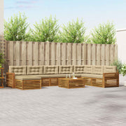 Set vanjskih sofa 9 kom. Prirodna i bež Čvrsto drvo akacije