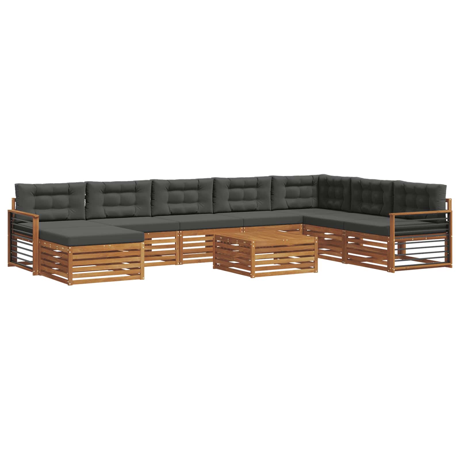 Set vanjskih sofa 9 pcs Prirodna i antracit Čvrsto drvo akacije