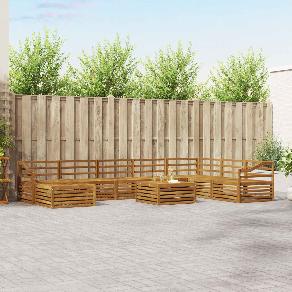 Set vanjskih sofa 9 kom. Prirodna Čvrsto drvo akacije
