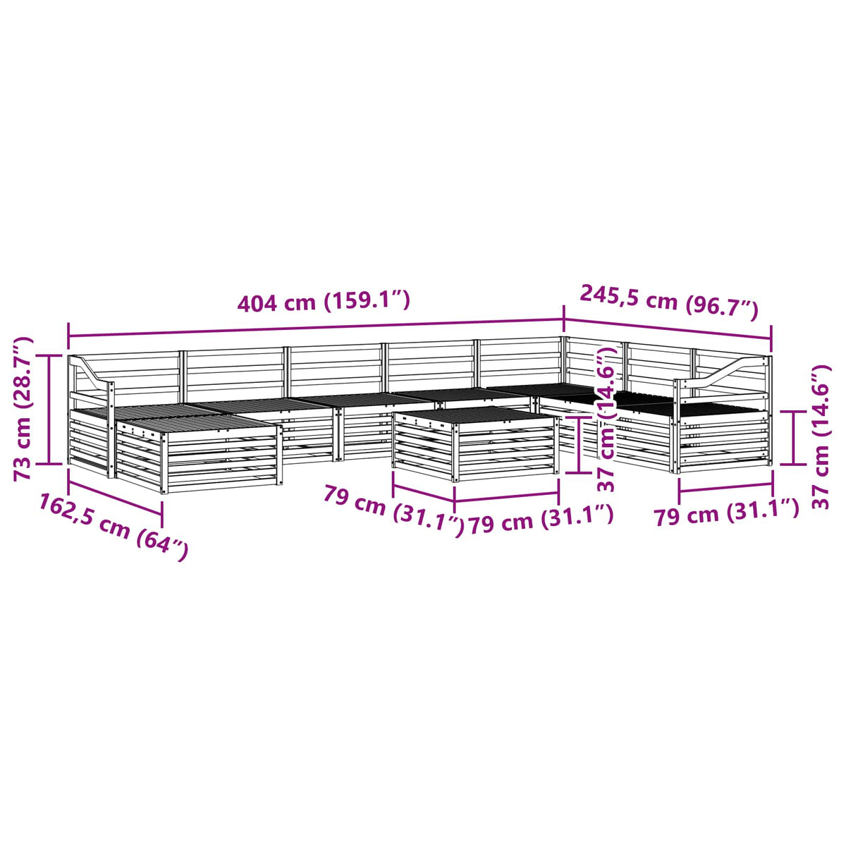 Set vanjskih sofa 9 kom. Prirodna Čvrsto drvo akacije