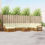 Set vanjskih sofa 9 kom. Prirodna i krem Čvrsto drvo akacije
