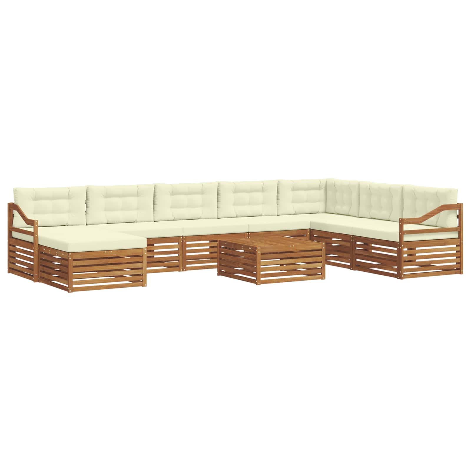 Set vanjskih sofa 9 pcs Prirodna i krem Čvrsto drvo akacije