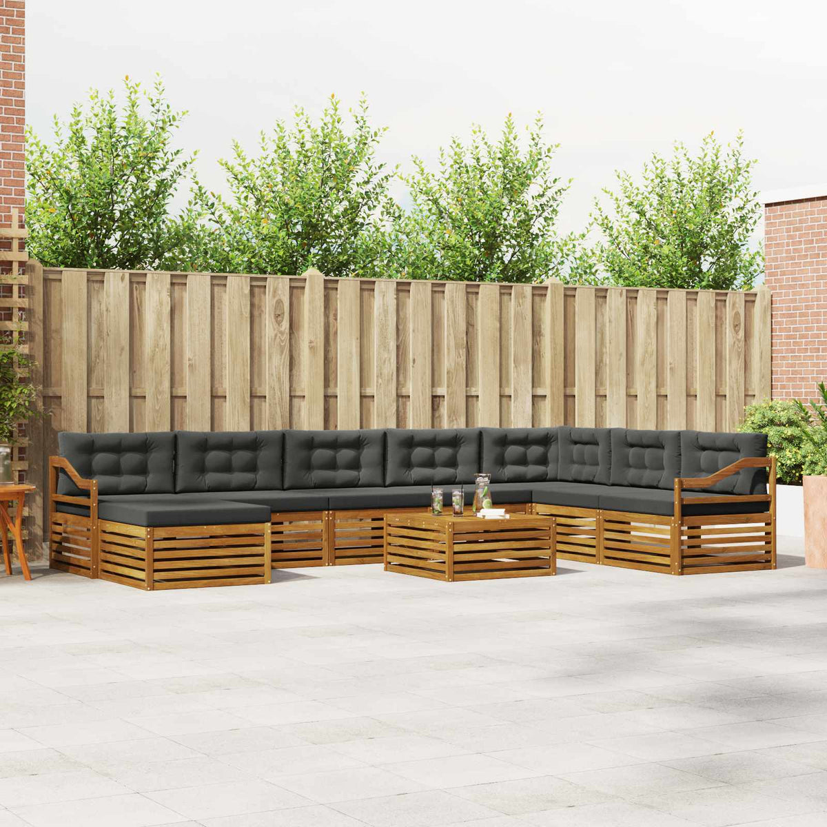 Set vanjskih sofa 9 kom. Prirodna i antracit
