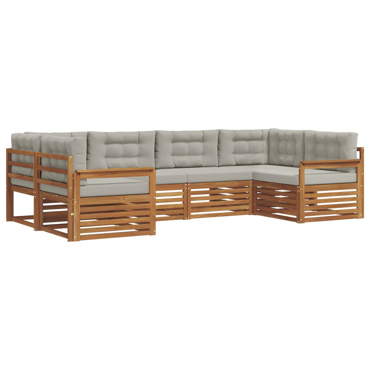 Set vanjskih sofa 6 kom. Prirodna i svijetlo siva 325 x 168,5 x 73 cm
