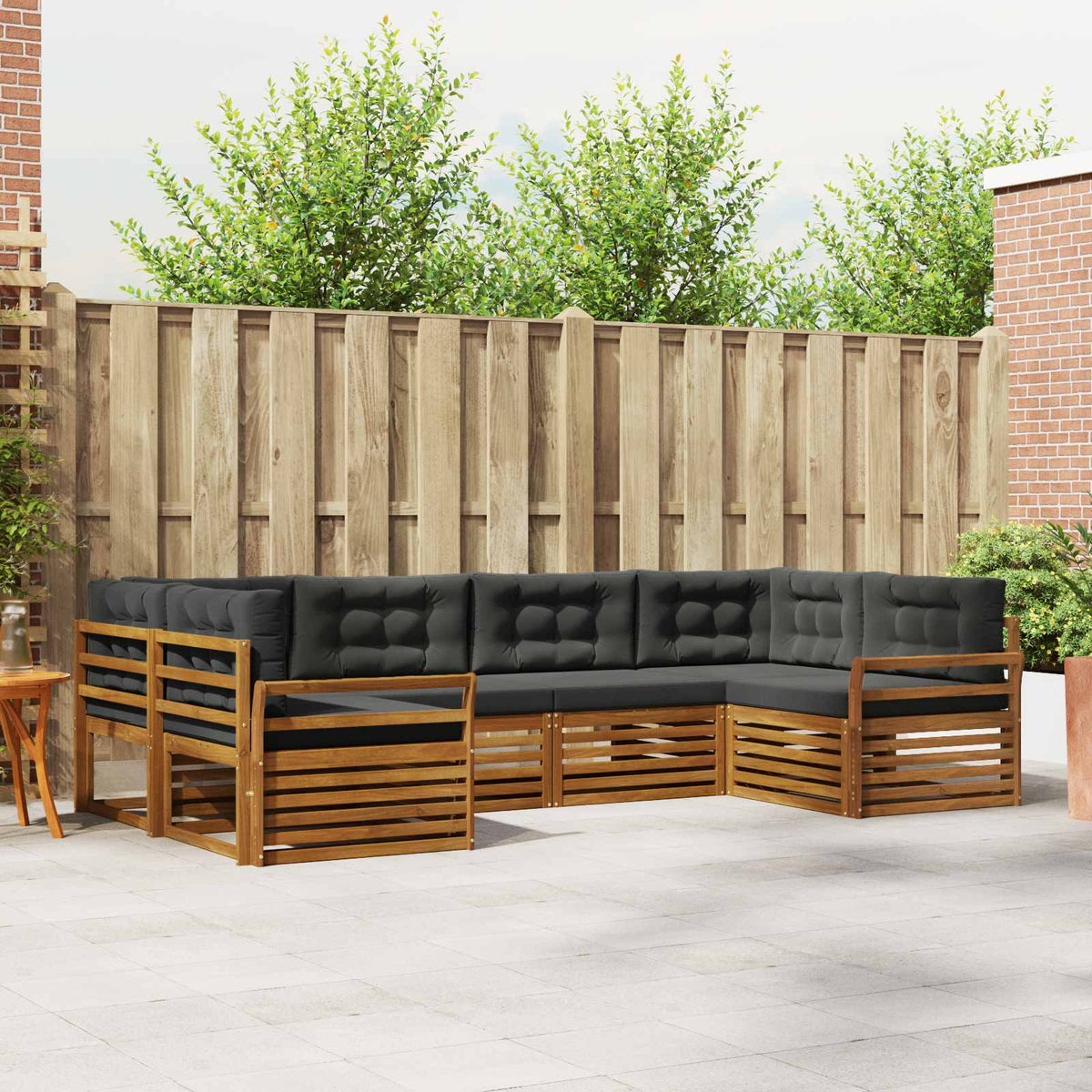 Set vanjskih sofa s jastukom 6 pcs Prirodna i antracit