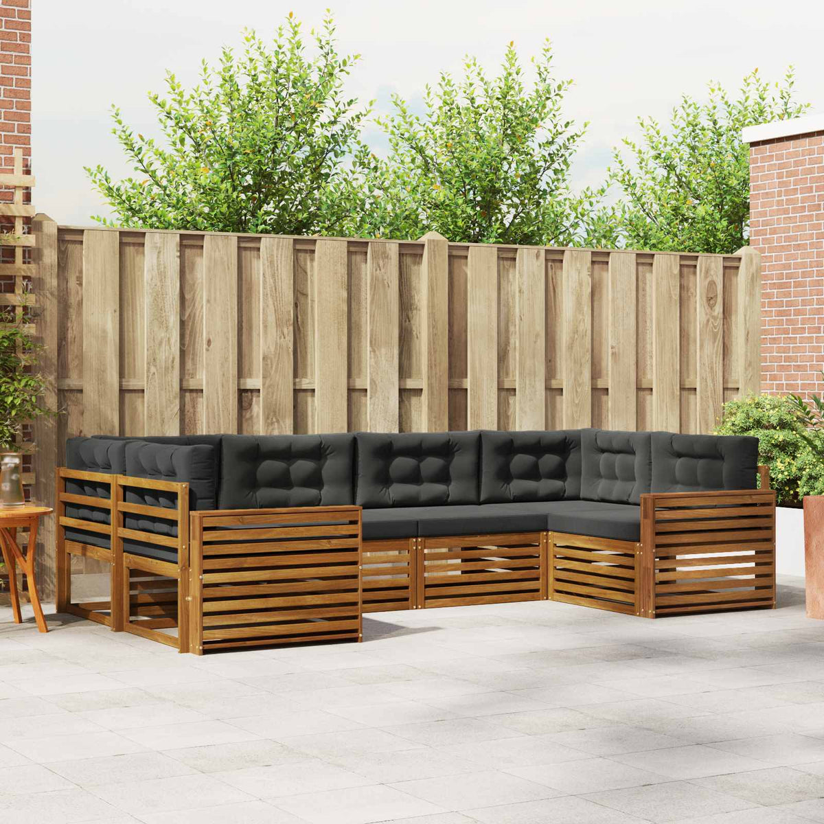 Set vanjskih sofa s jastukom 6 pcs Prirodna i antracit