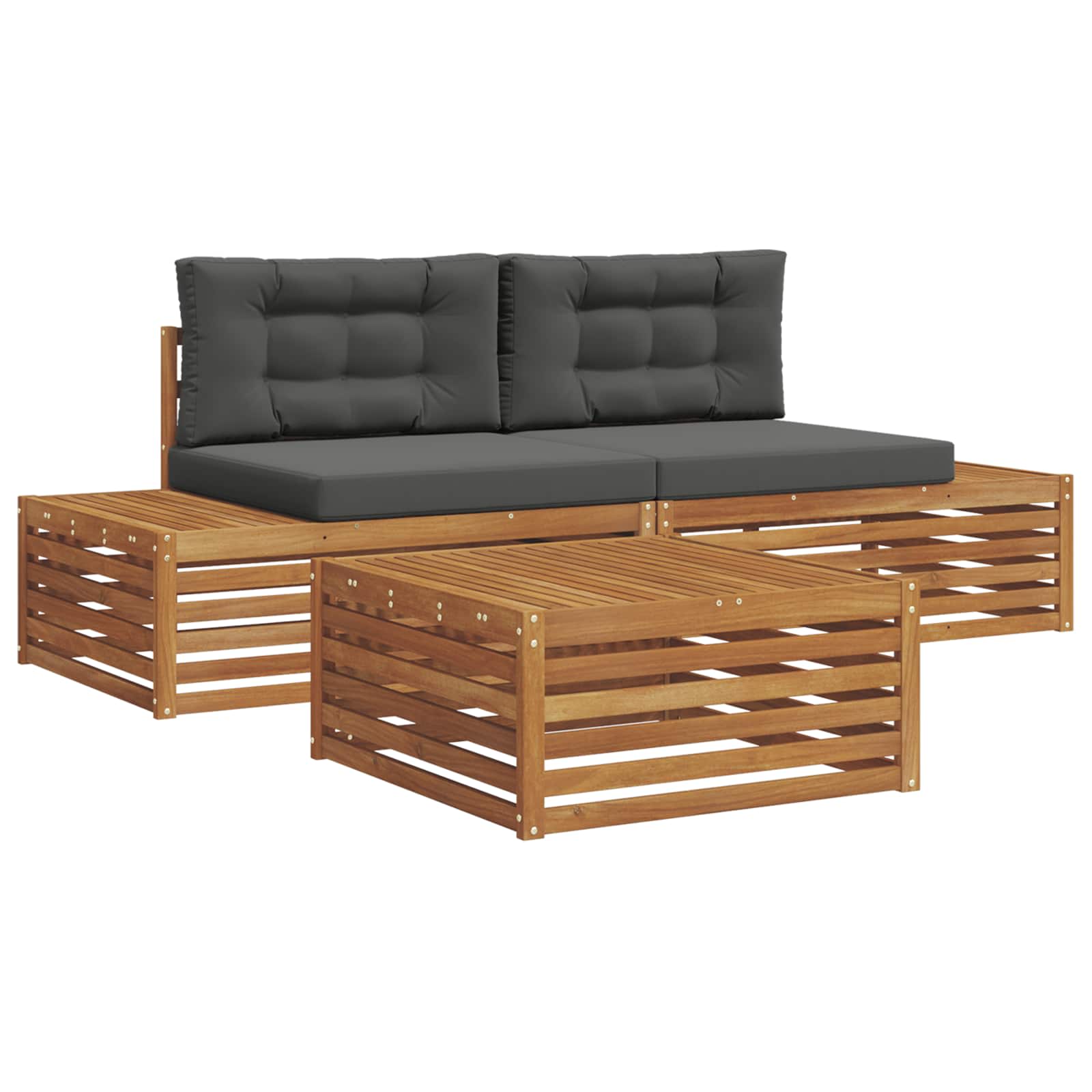 Set vanjskih sofa s jastukom 3 Komad Prirodna i antracit