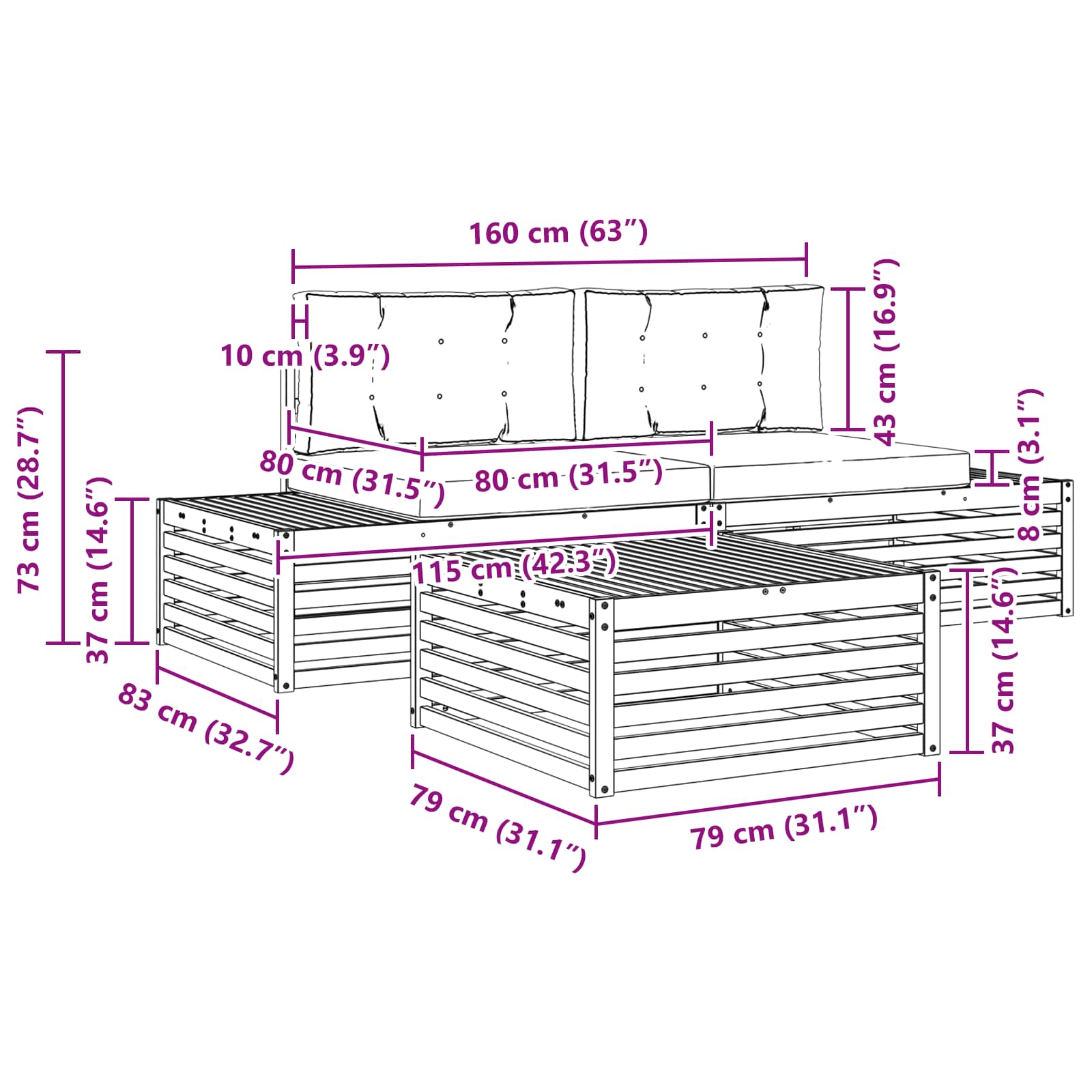 Set vanjskih sofa s jastukom 3 Komad Prirodna i antracit
