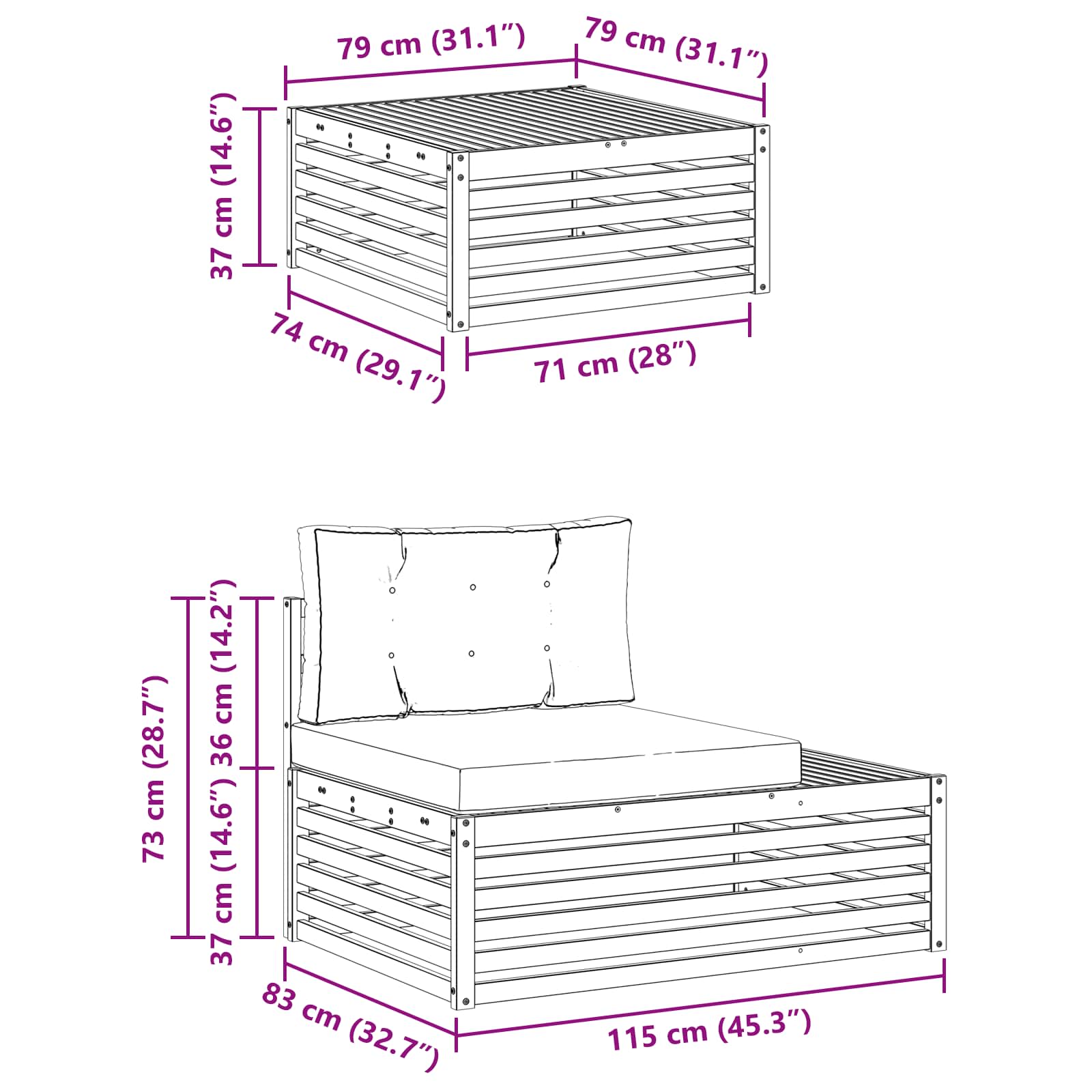 Set vanjskih sofa s jastukom 3 Komad Prirodna i antracit