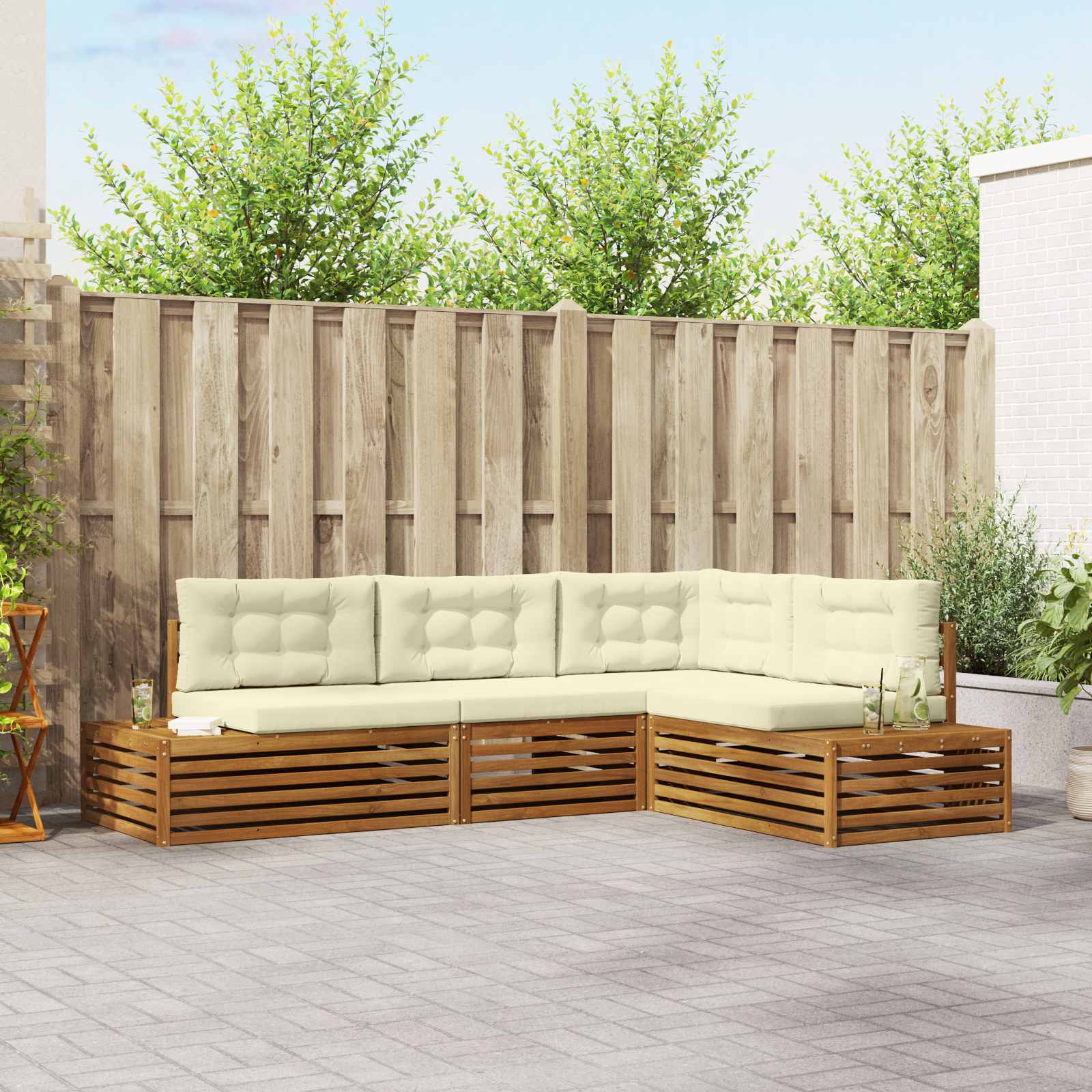 Set vanjskih sofa s jastukom 4 Komad Prirodna i krem