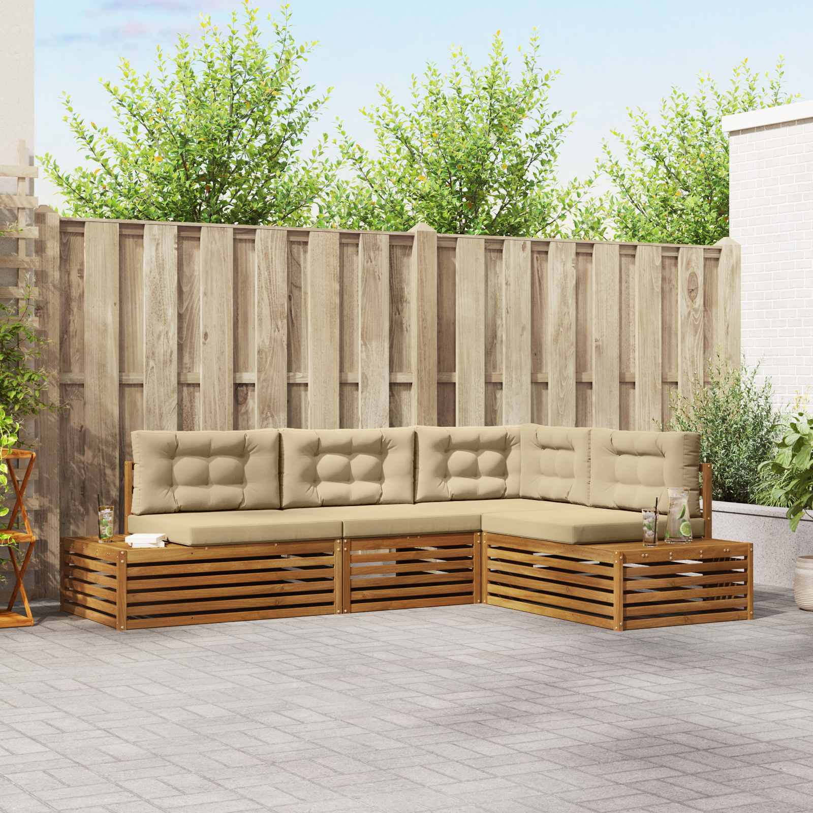 Set vanjskih sofa s jastukom 4 Komad Prirodna i bež