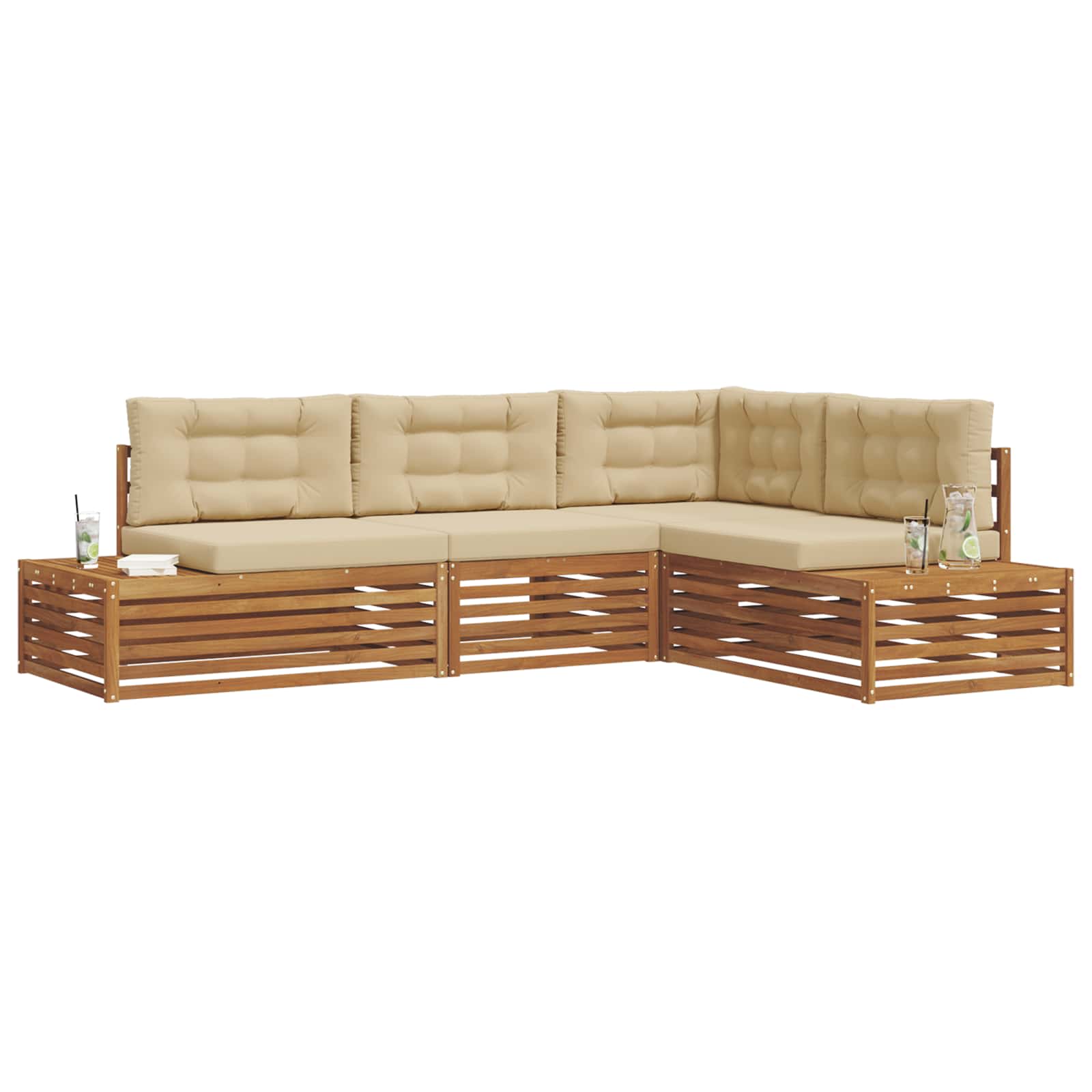 Set vanjskih sofa s jastukom 4 Komad Prirodna i bež