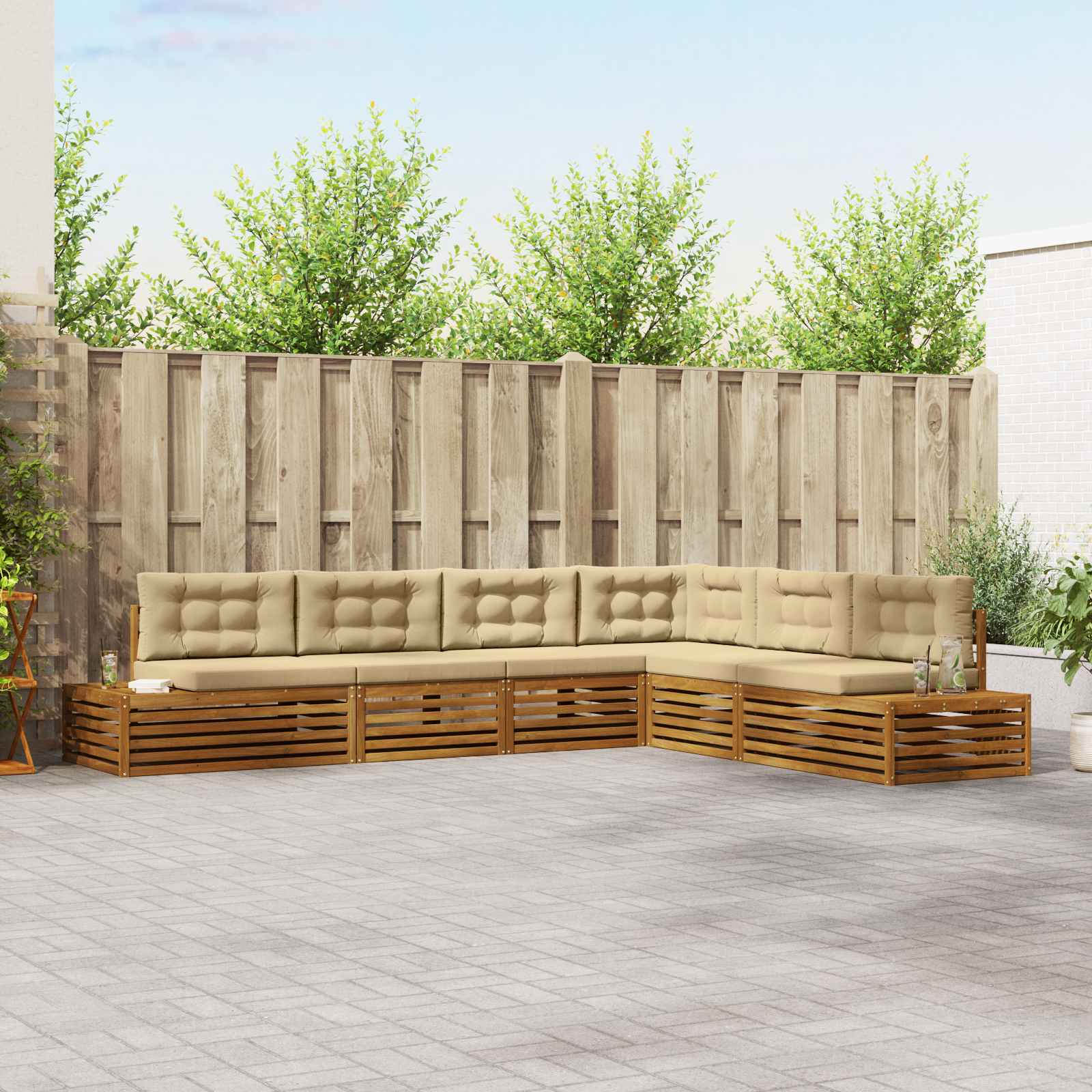 Set vanjskih sofa s jastukom 6 Komad Prirodna i bež