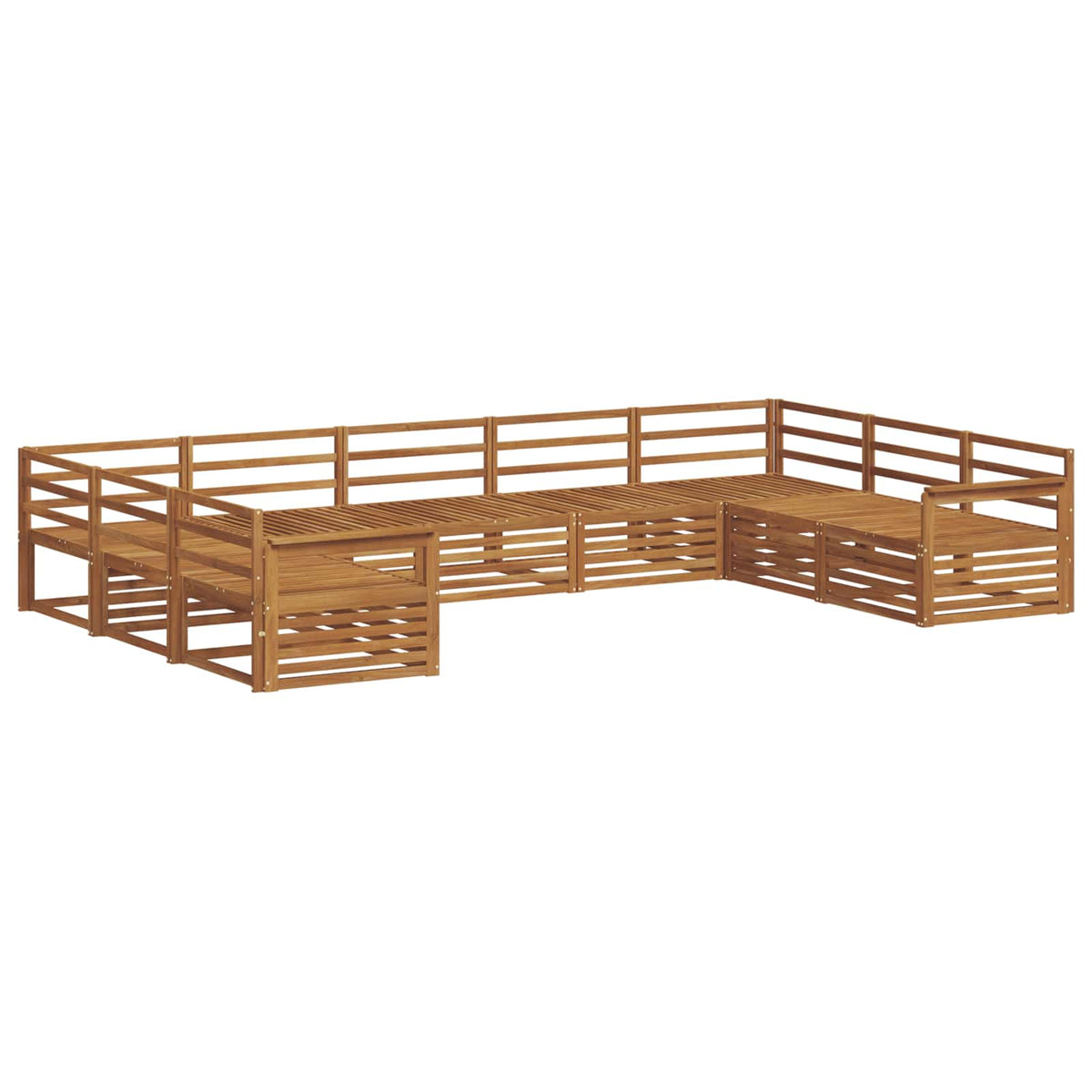 Set vanjskih sofa 9 kom. Prirodna Čvrsto drvo akacije 404 x 247,5 x 73 cm