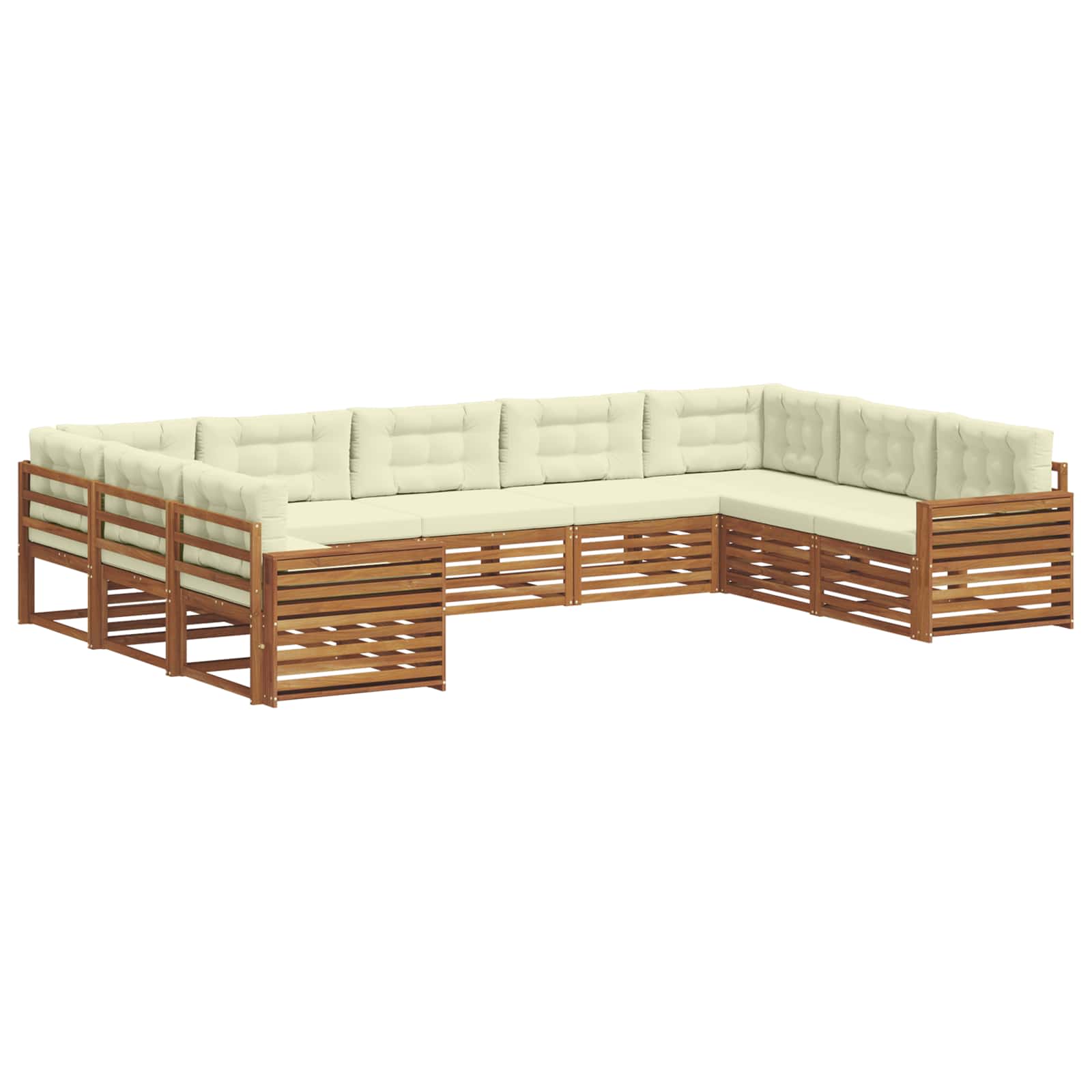 Set vanjskih sofa 9 pcs Prirodna i krem Čvrsto drvo akacije