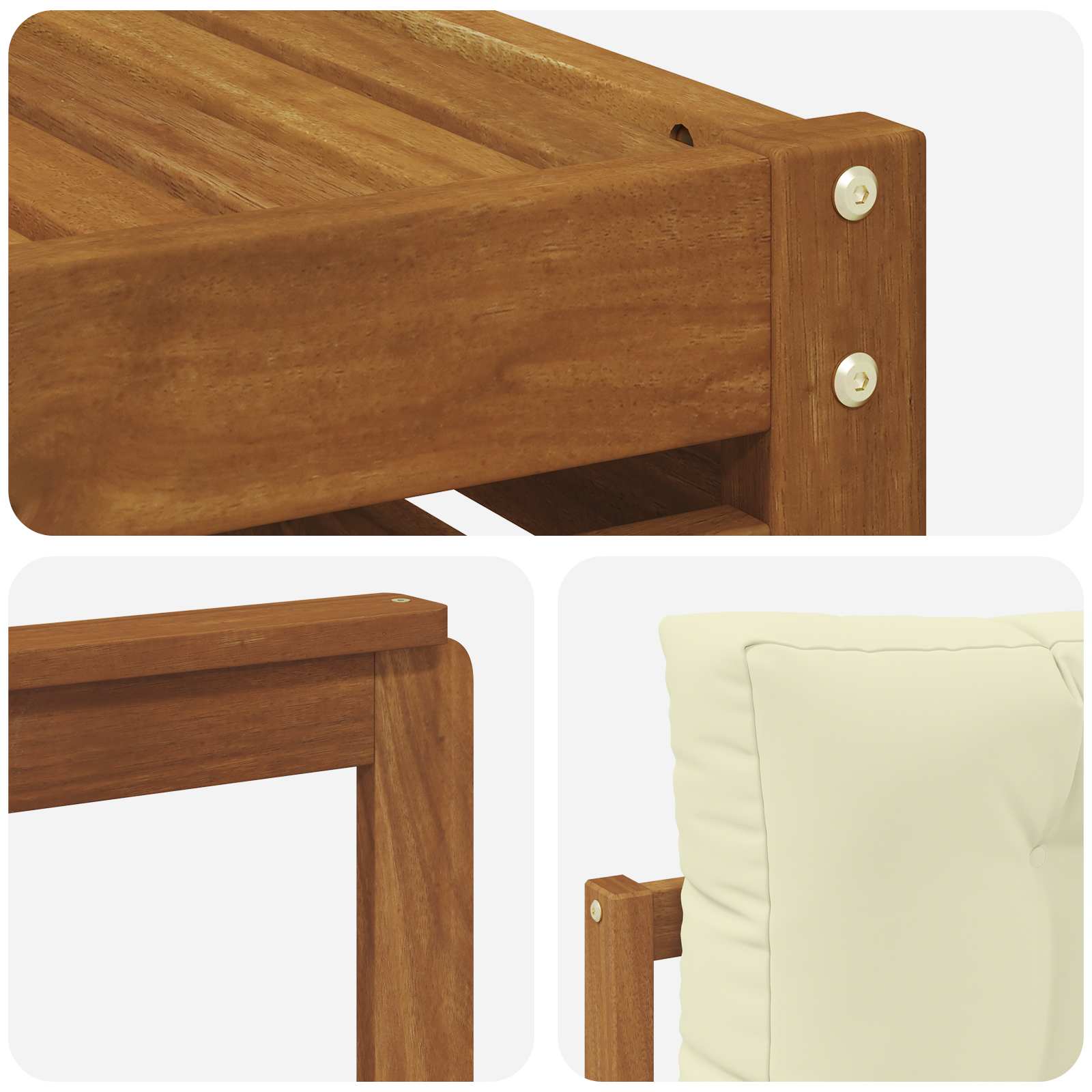 Set vanjskih sofa 10 pcs Prirodna i krem Čvrsto drvo akacije