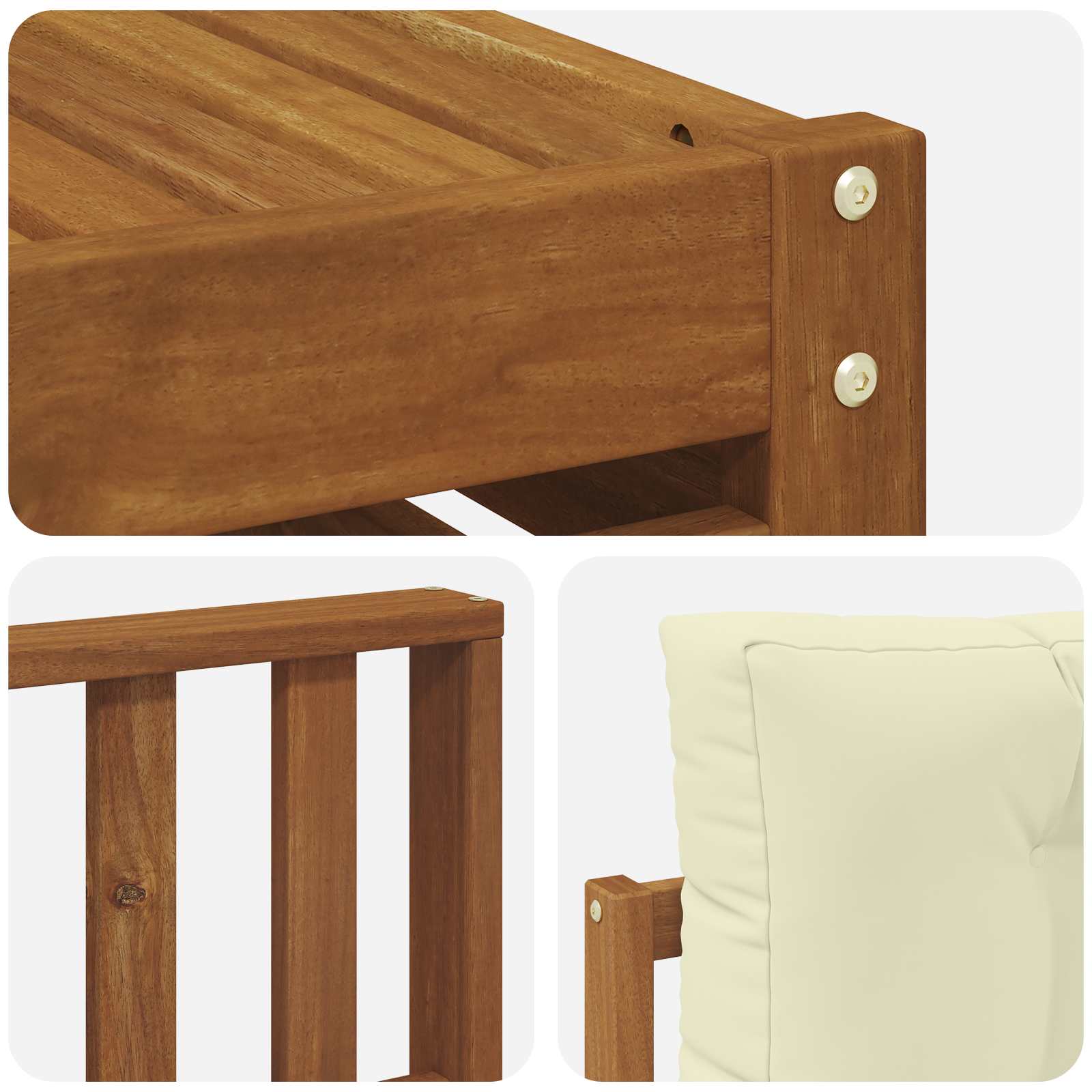 Set vanjskih sofa 10 pcs Prirodna i krem Čvrsto drvo akacije