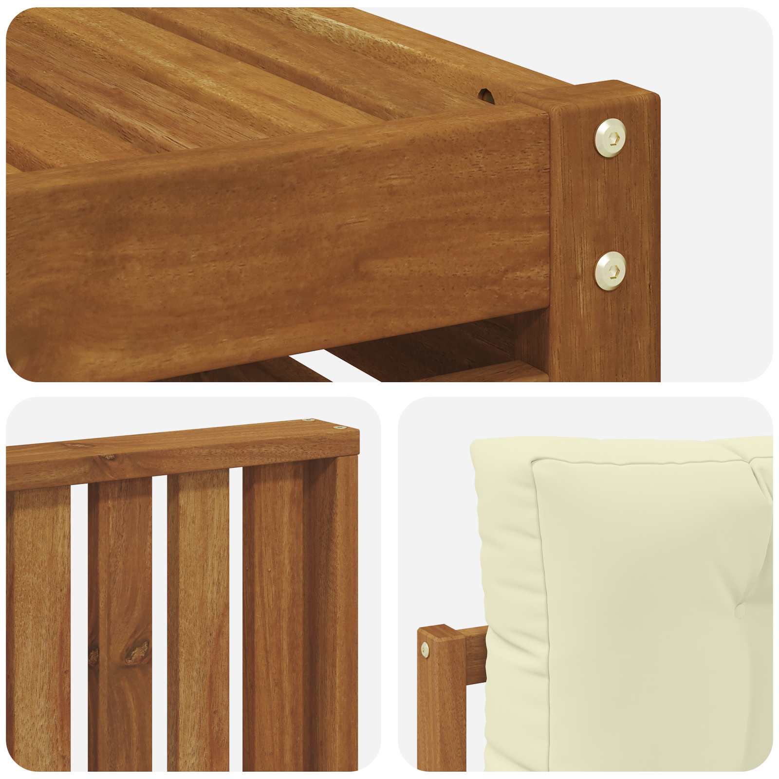 Set vanjskih sofa 10 kom. Prirodna i krem Čvrsto drvo akacije