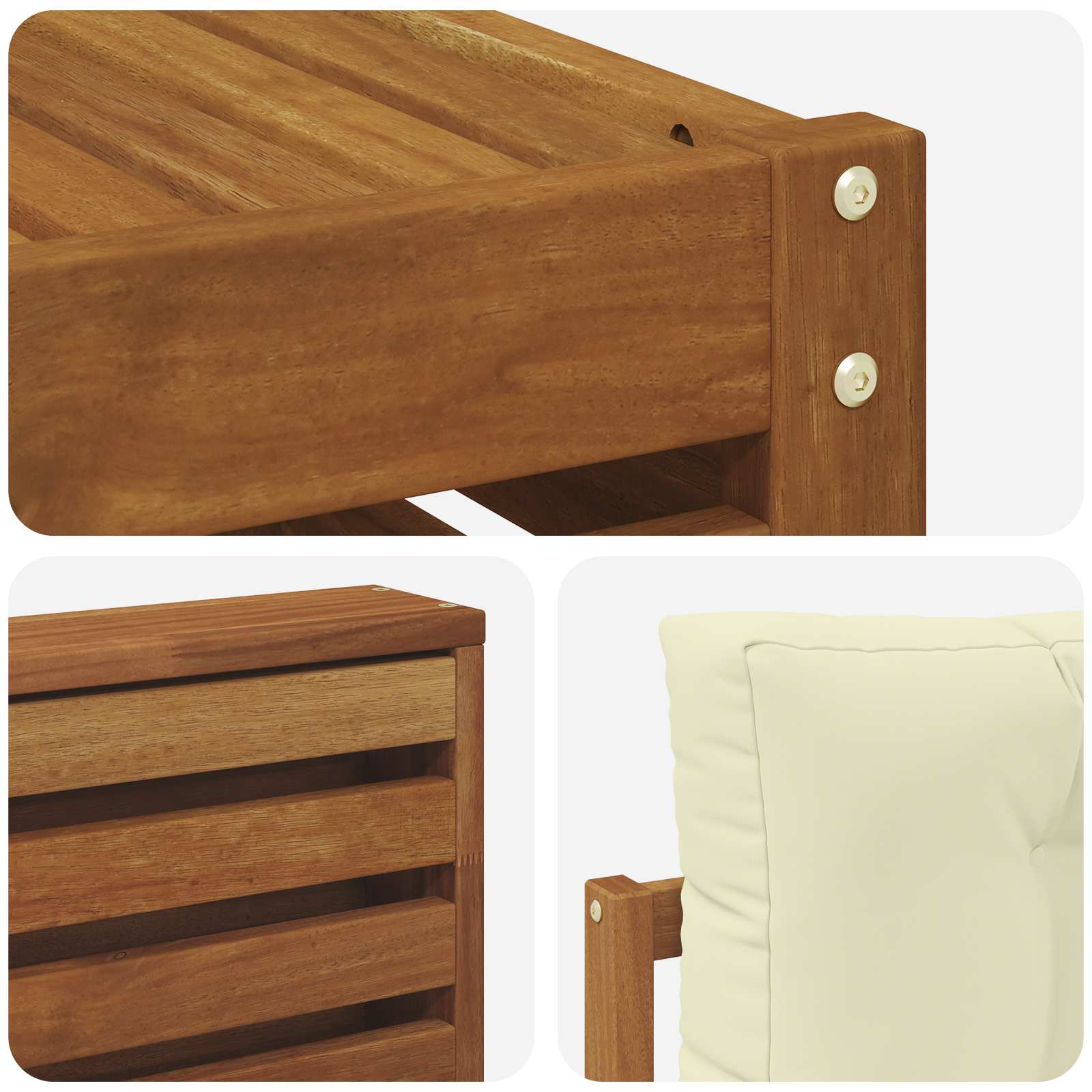 Set vanjskih sofa 10 pcs Prirodna i krem Čvrsto drvo akacije