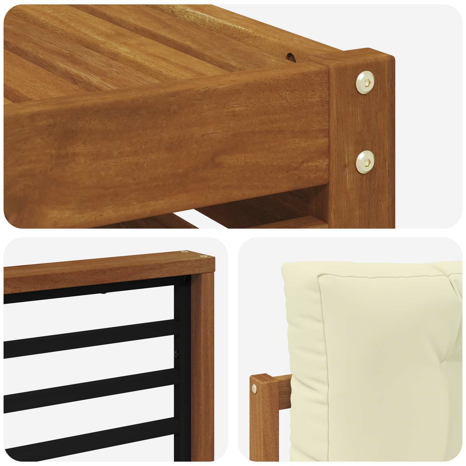 Set vanjskih sofa 10 pcs Prirodna i krem Čvrsto drvo akacije