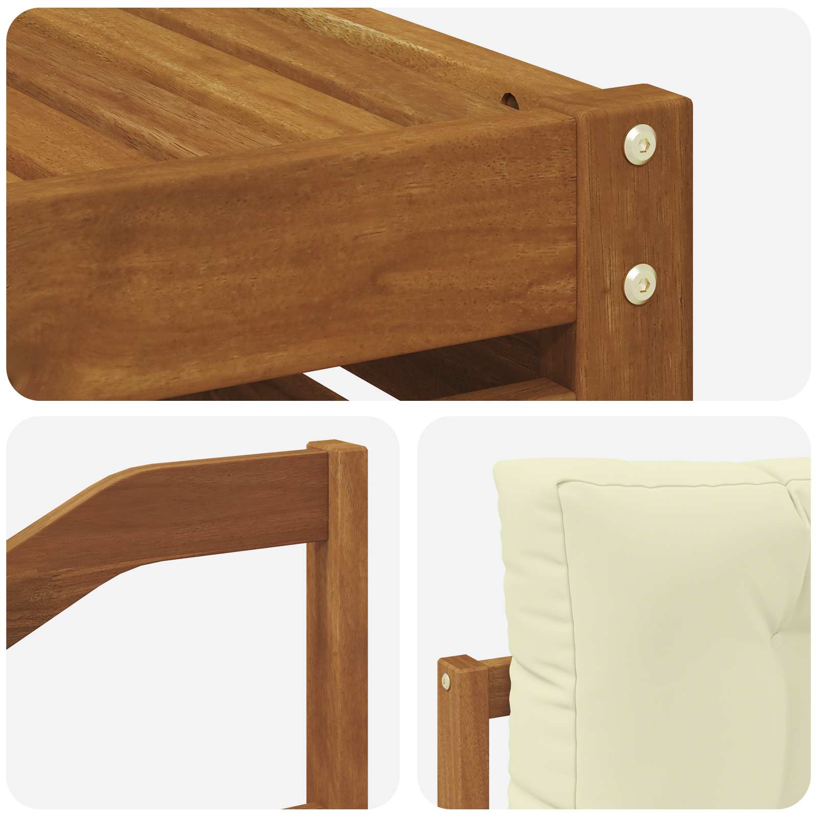 Set vanjskih sofa 10 kom. Prirodna i krem Čvrsto drvo akacije