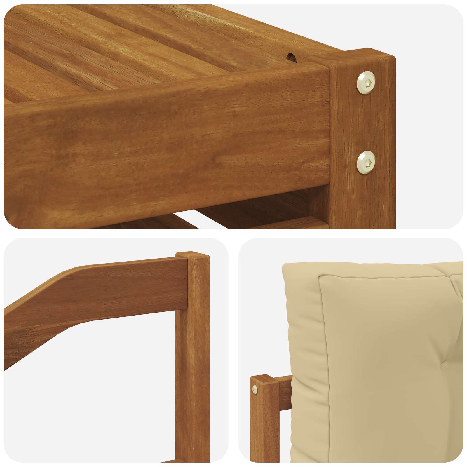 Set vanjskih sofa 10 pcs Prirodna i bež Čvrsto drvo akacije