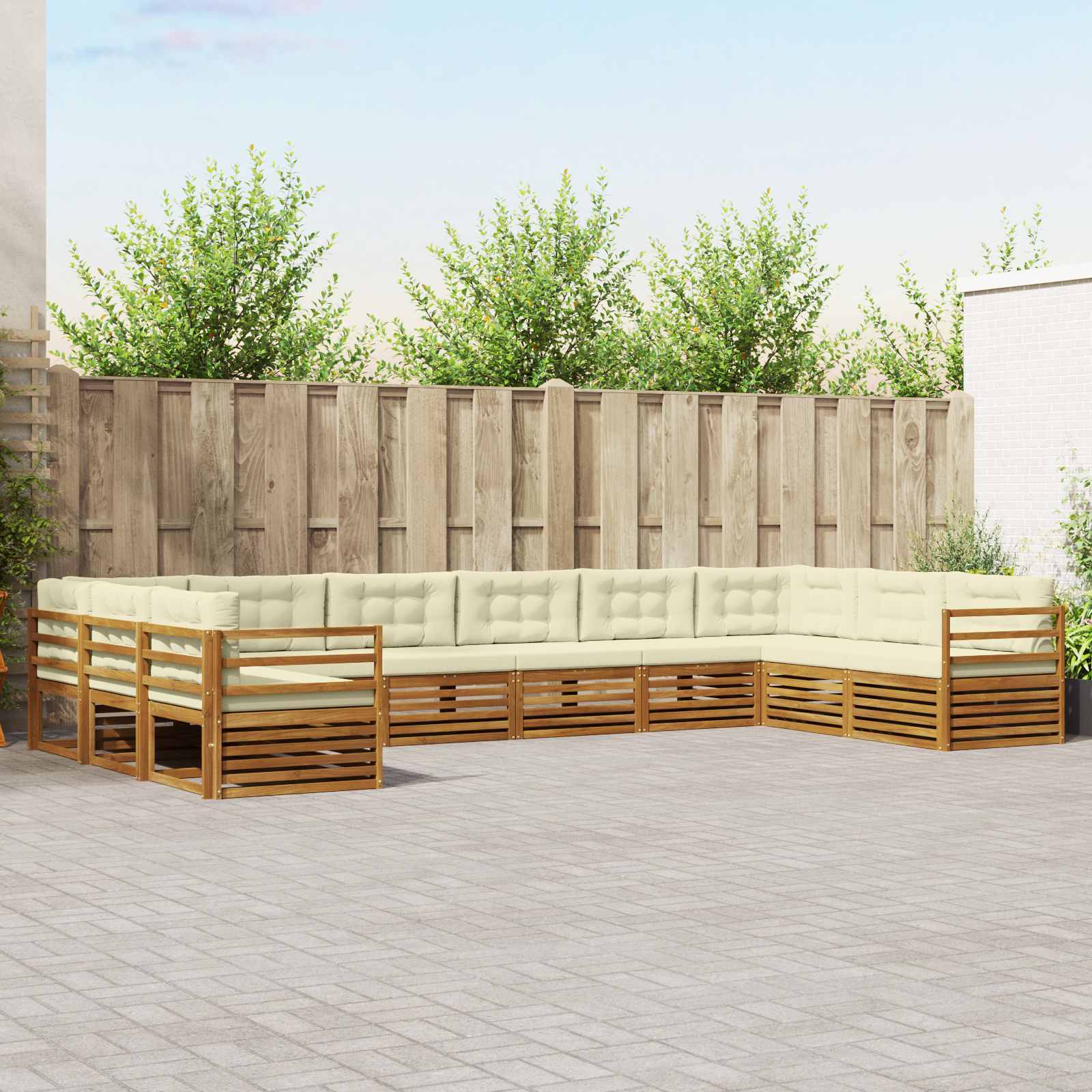 Setovi sofa 3 pcs Prirodna i krem Čvrsto drvo akacije