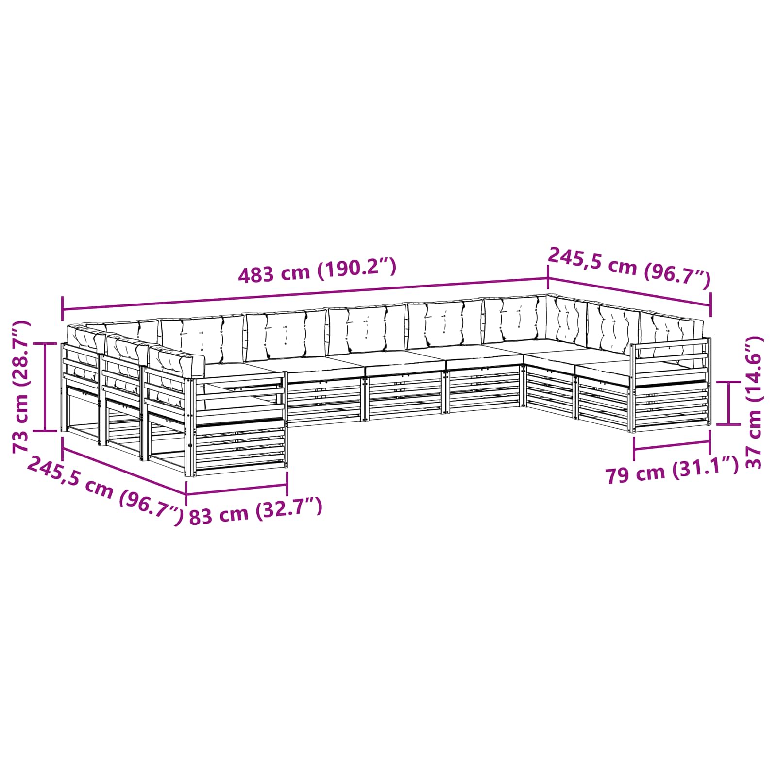 Setovi sofa 5 pcs Prirodna i svijetlo siva Čvrsto drvo akacije