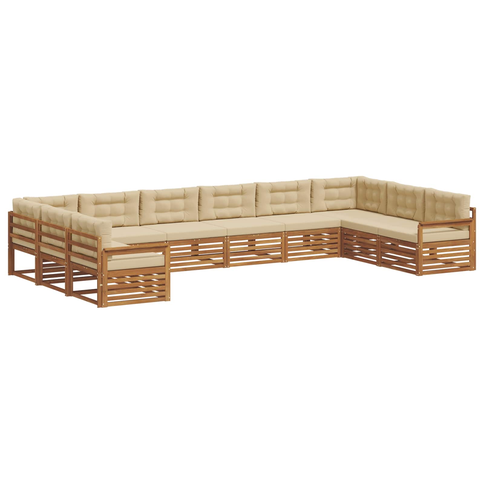 Setovi sofa s jastukom 4 pcs Prirodna i bež Čvrsto drvo akacije