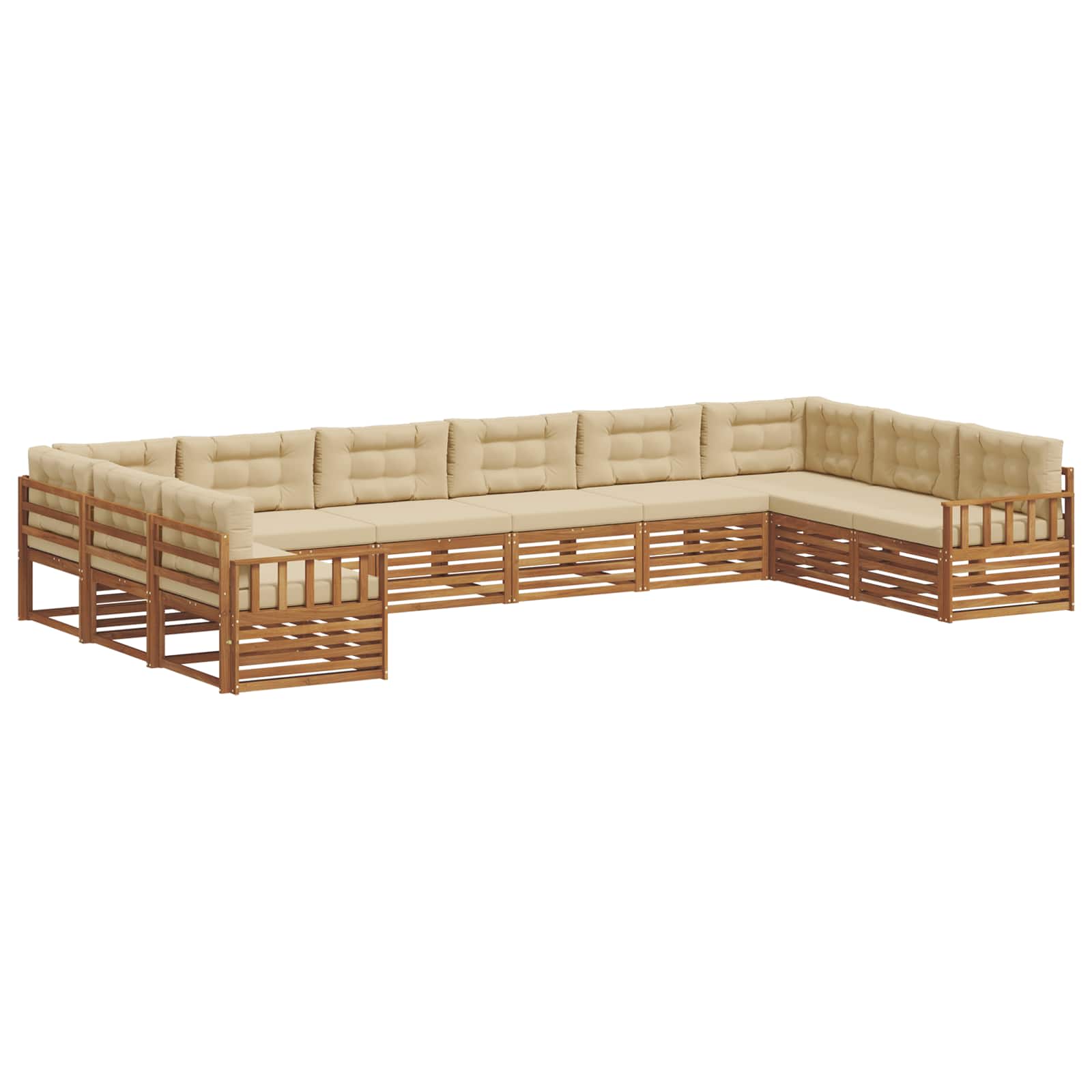 Setovi sofa s jastukom 5 pcs Prirodna i bež Čvrsto drvo akacije