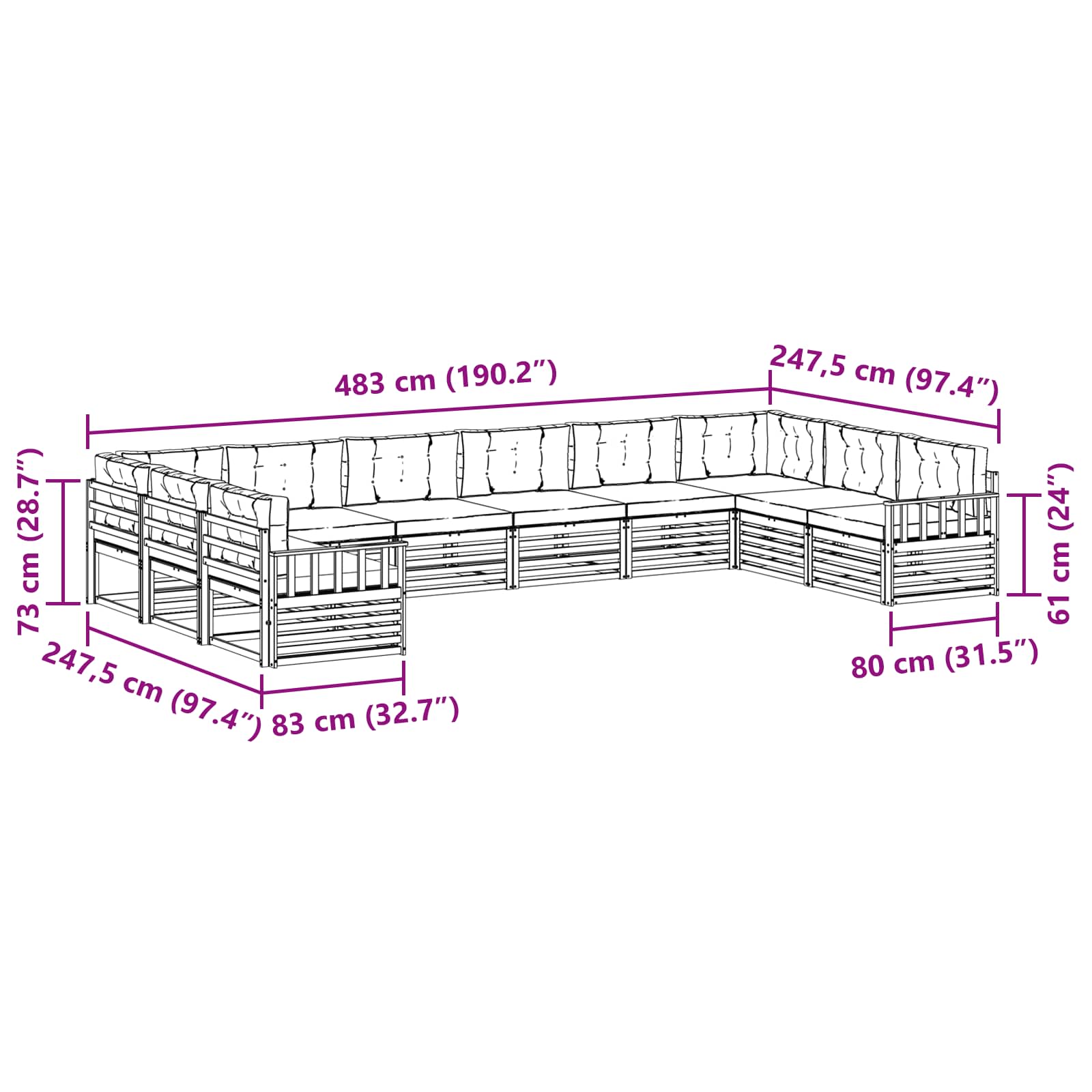 Setovi sofa s jastukom 5 pcs Prirodna i bež Čvrsto drvo akacije