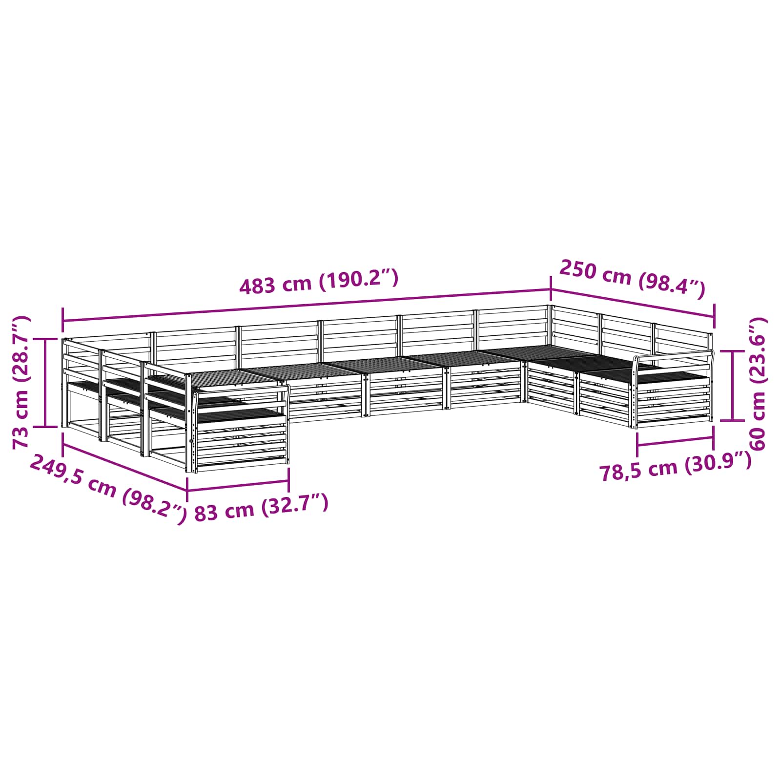 Setovi sofa 10 pcs Prirodna Čvrsto drvo akacije