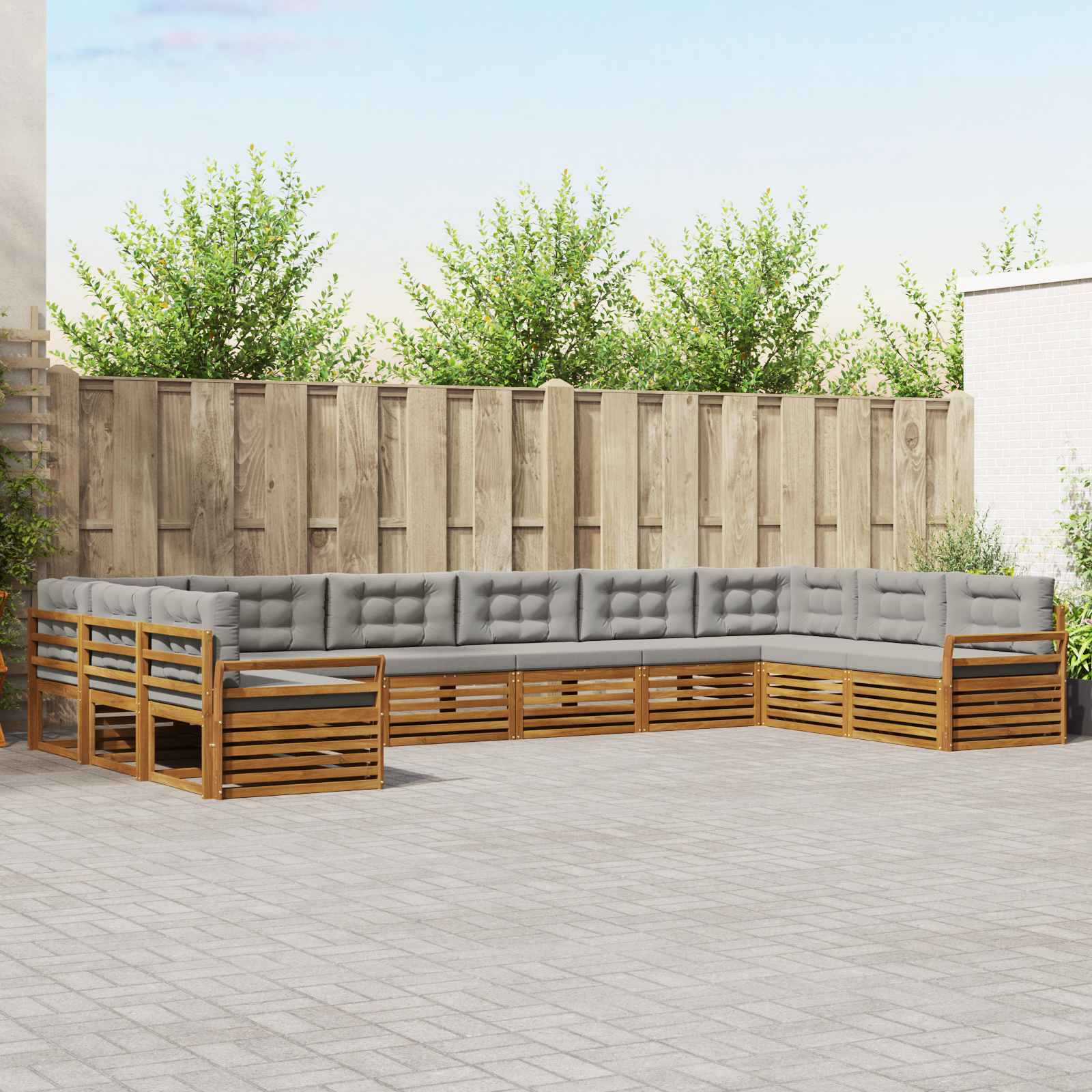 Setovi sofa 7 pcs Prirodna i svijetlo siva Čvrsto drvo akacije