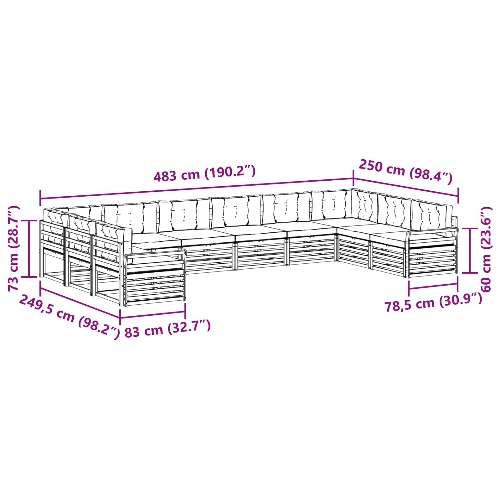 Setovi sofa s jastukom 8 pcs Prirodna i bež Čvrsto drvo akacije