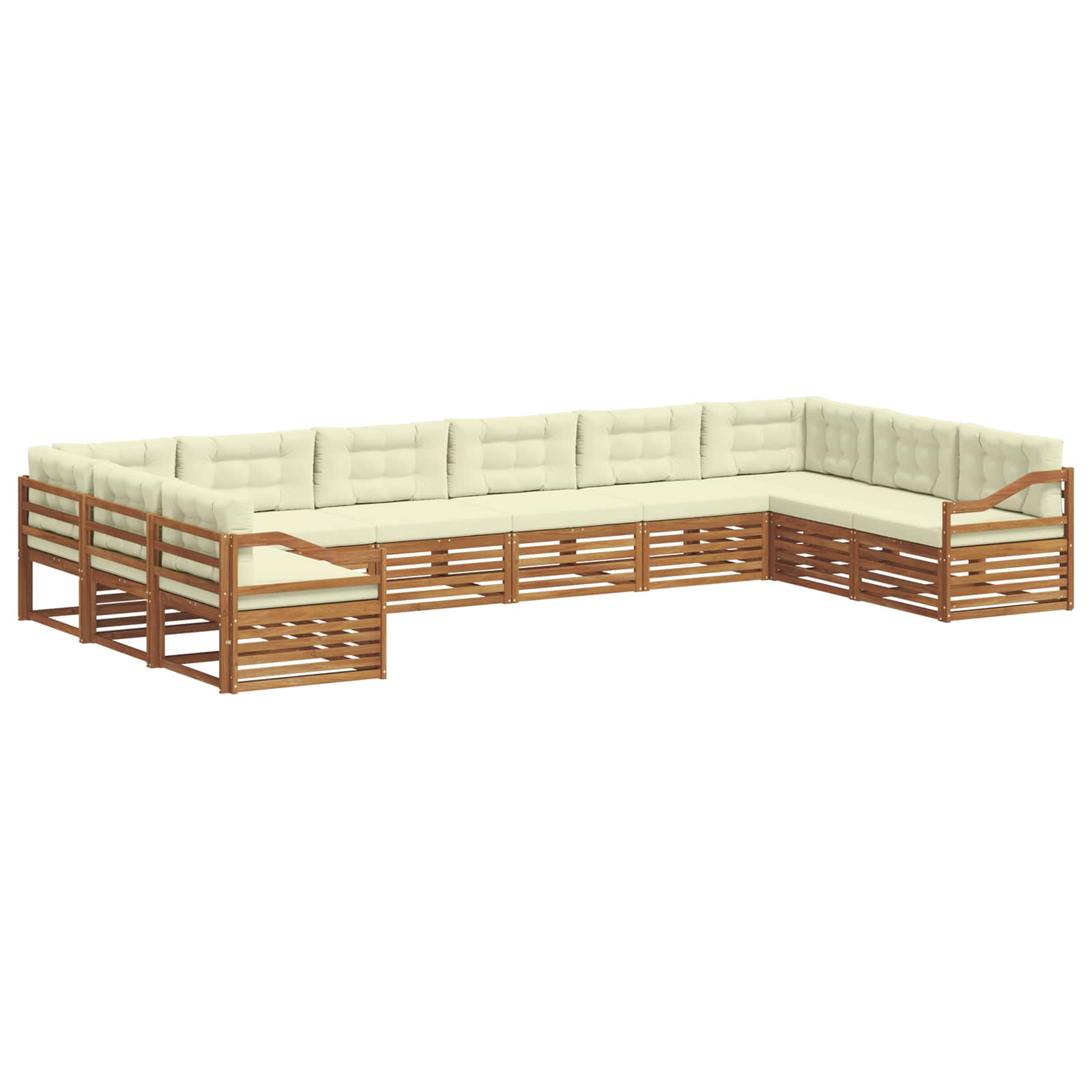 Setovi sofa 10 pcs Prirodna i krem Čvrsto drvo akacije