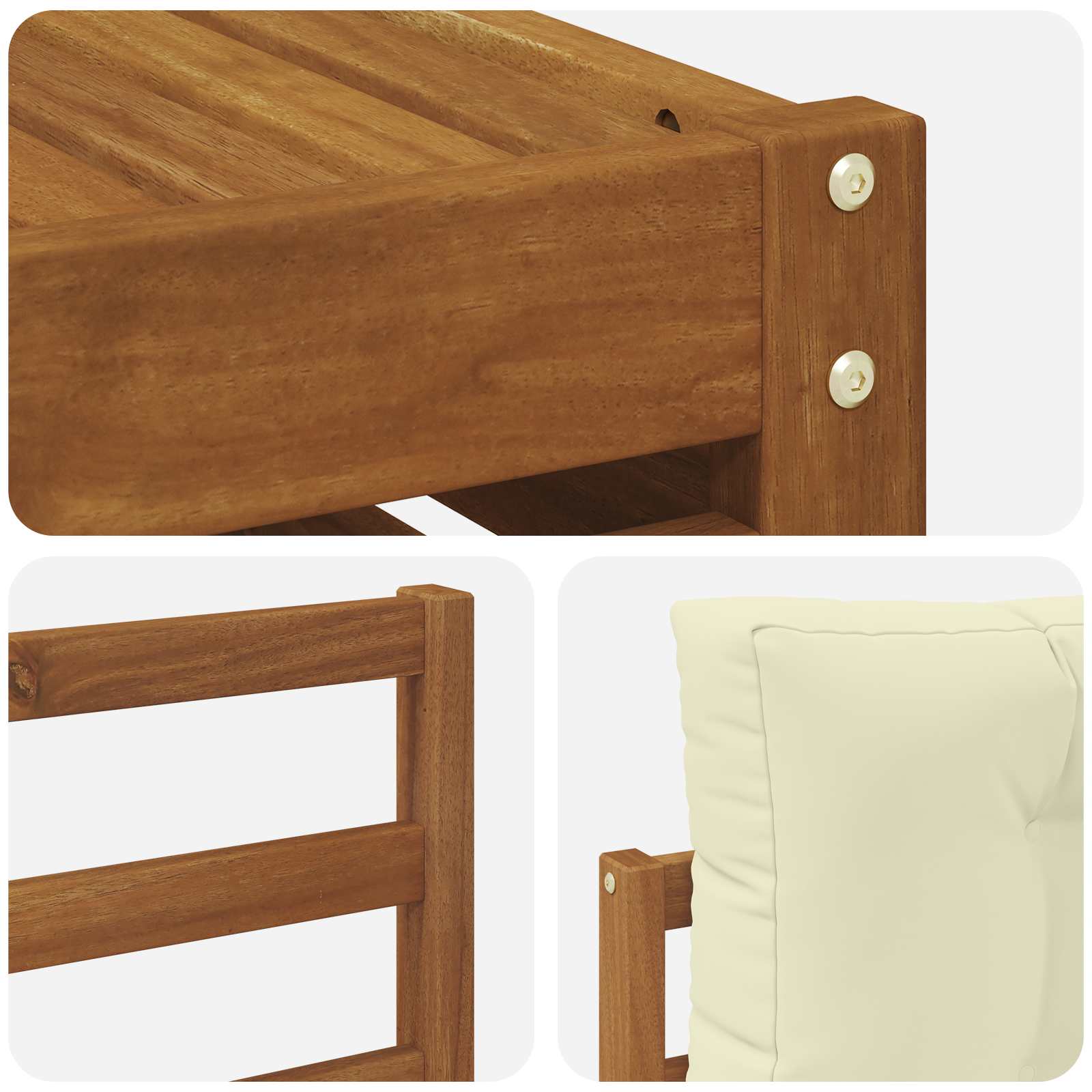 Setovi sofa 11 pcs Prirodna i krem Čvrsto drvo akacije