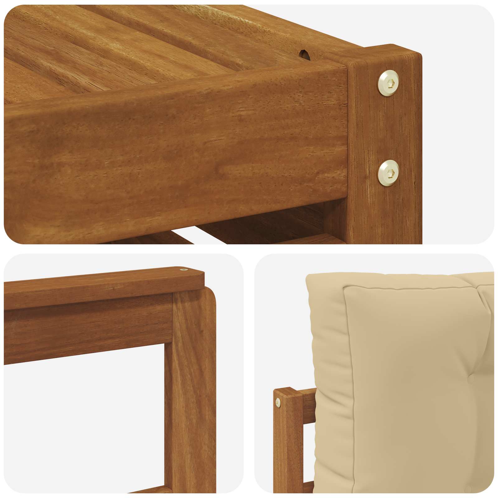 Setovi sofa 11 pcs Prirodna i bež Čvrsto drvo akacije