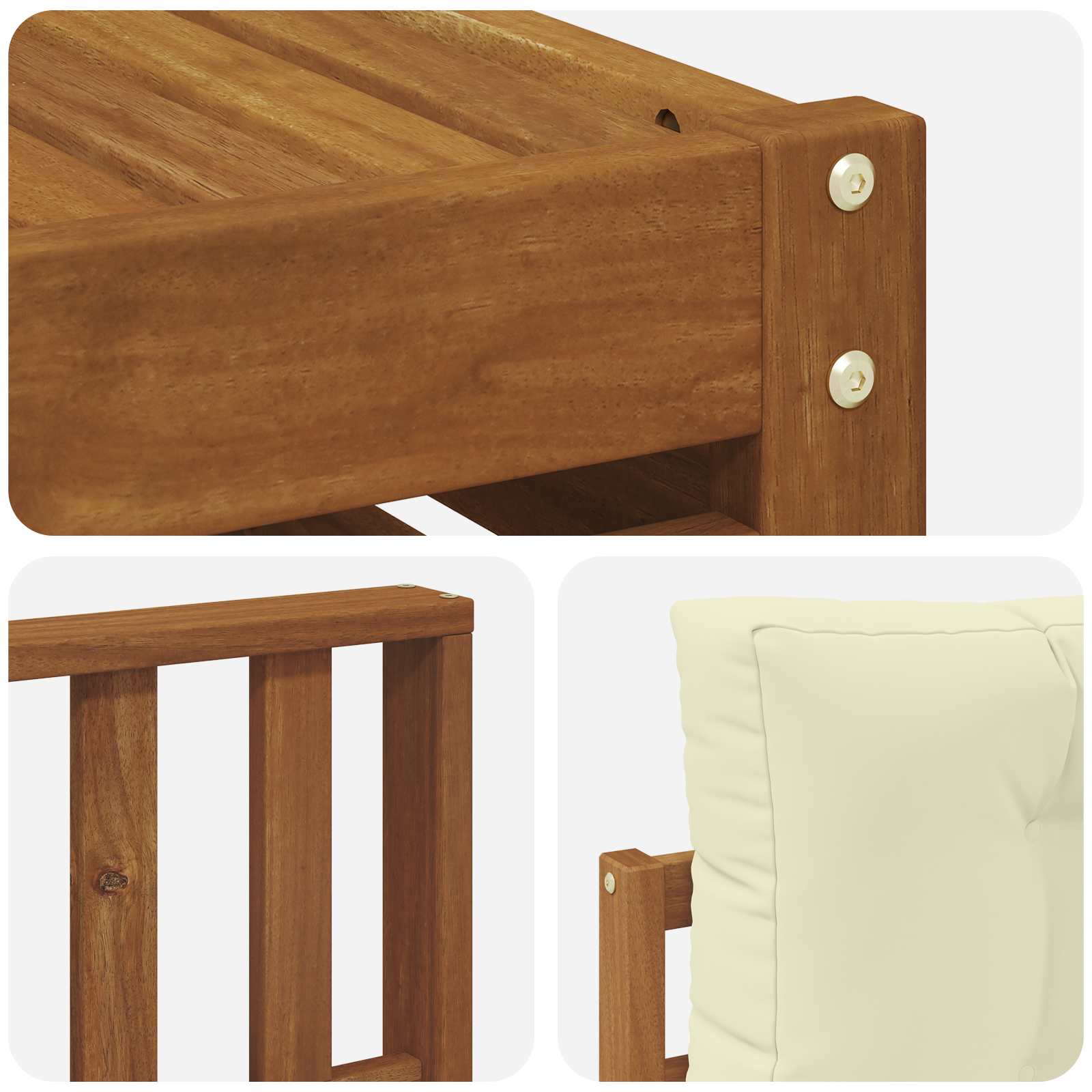 Setovi sofa 11 pcs Prirodna i krem Čvrsto drvo akacije