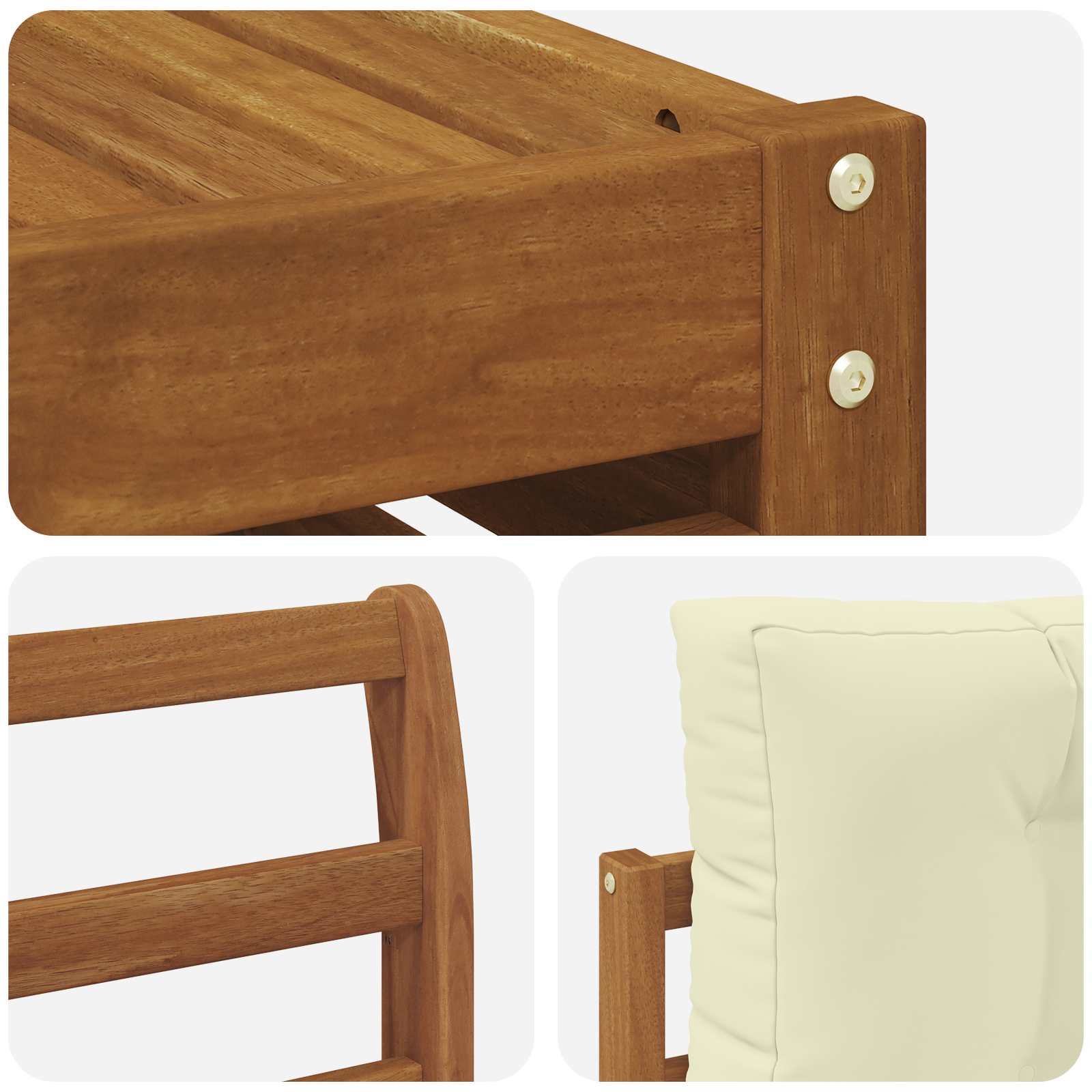 Setovi sofa 11 pcs Prirodna i krem Čvrsto drvo akacije