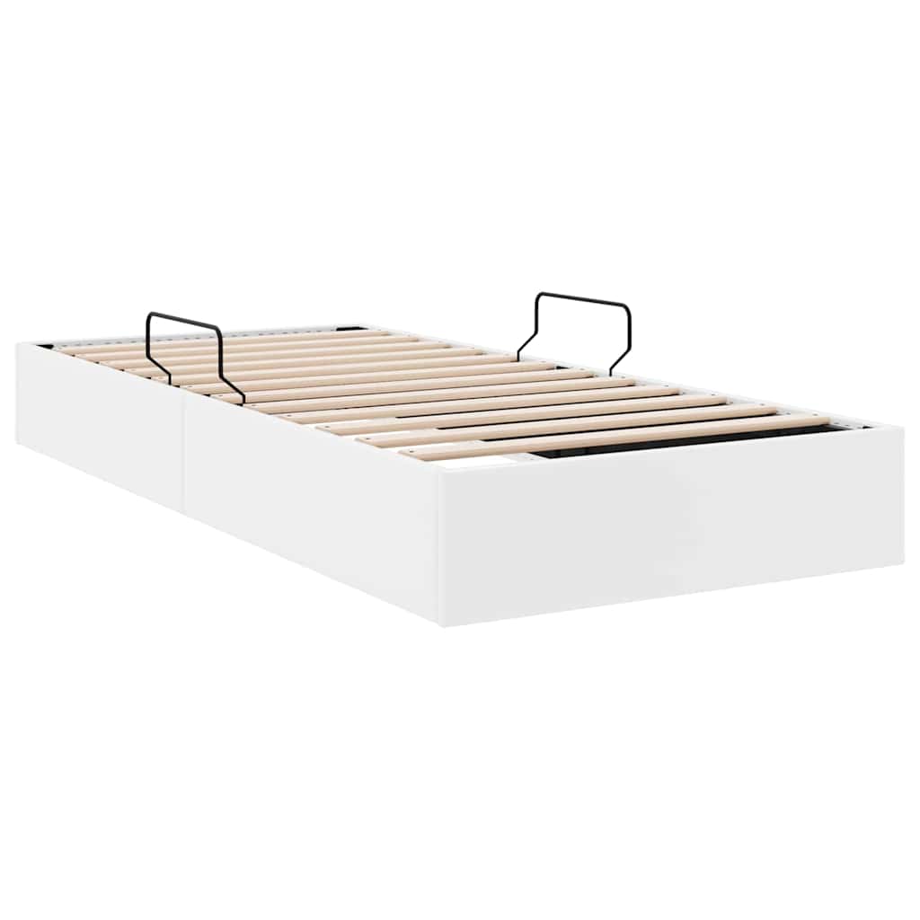 Krevet s od storage Čista bijela 100 x 190 cm Umjetna koža