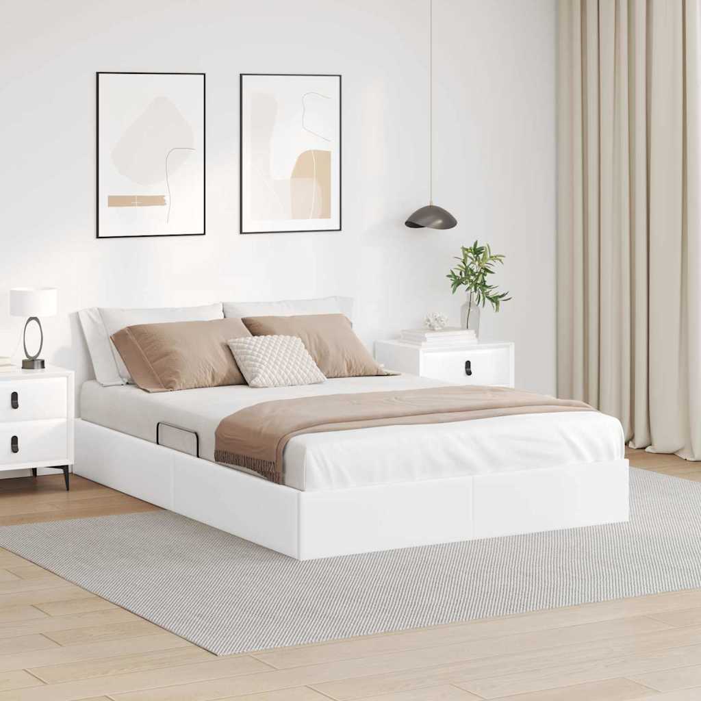 Krevet s od storage Čista bijela 137 x 190 cm Umjetna koža