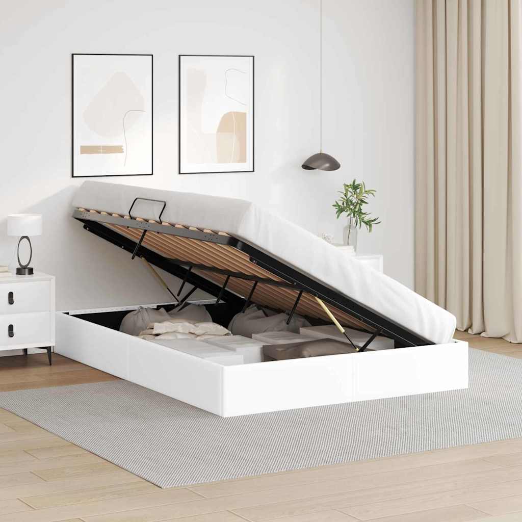 Krevet s od storage Čista bijela 137 x 190 cm Umjetna koža